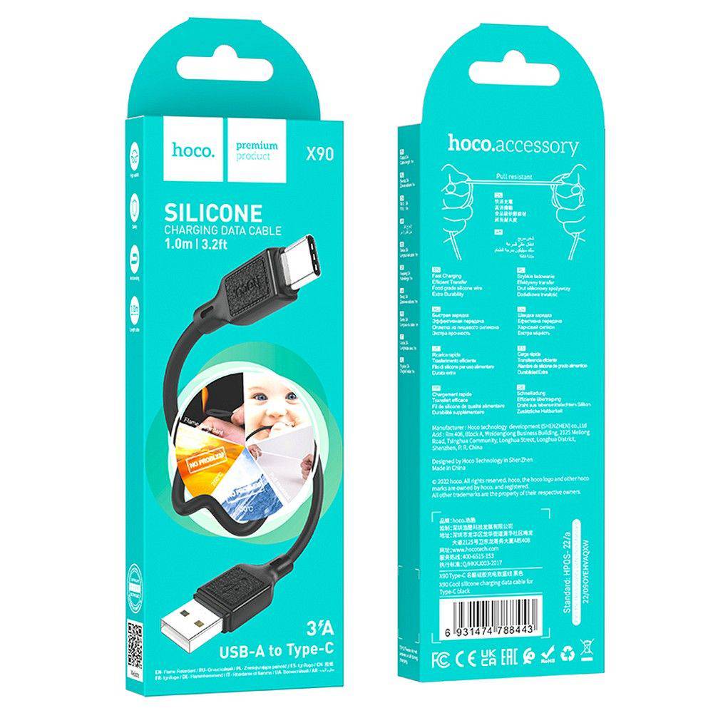 Hoco Kabel Usb A Do Typ C 3A X90 1 M Czarny