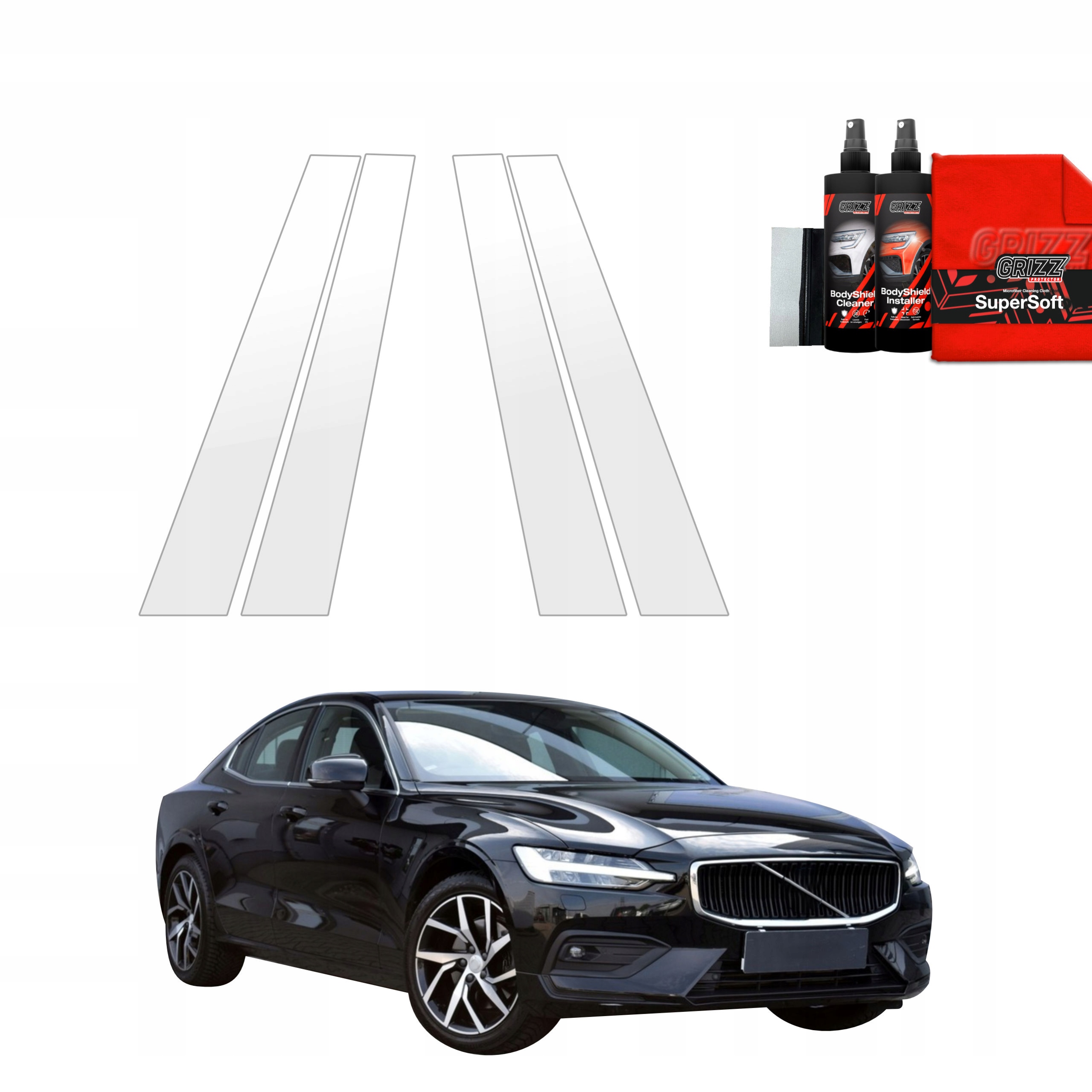 4v1 Fólie Ppf na sloupky pro Volvo S60 3 Sedan 4D (2019-2024)