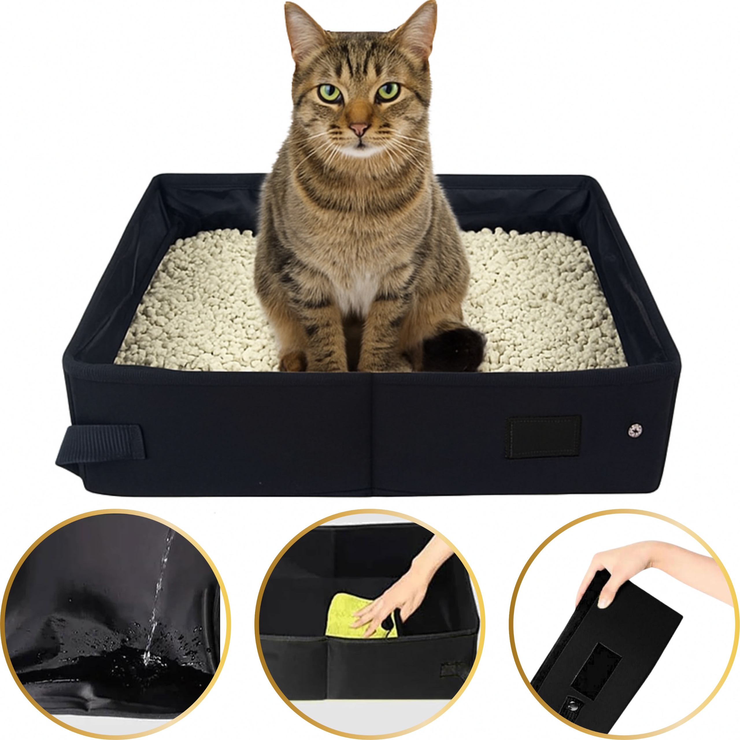 Kuweta Dla Kota Turystyczna Podróżna Składana 45x35 Wodoszczelna Samochodu