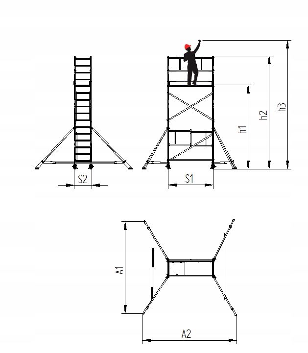 Rusztowanie aluminiowe jezdne LEVVEL EASYGATE 5.5m Liczba elementów 23