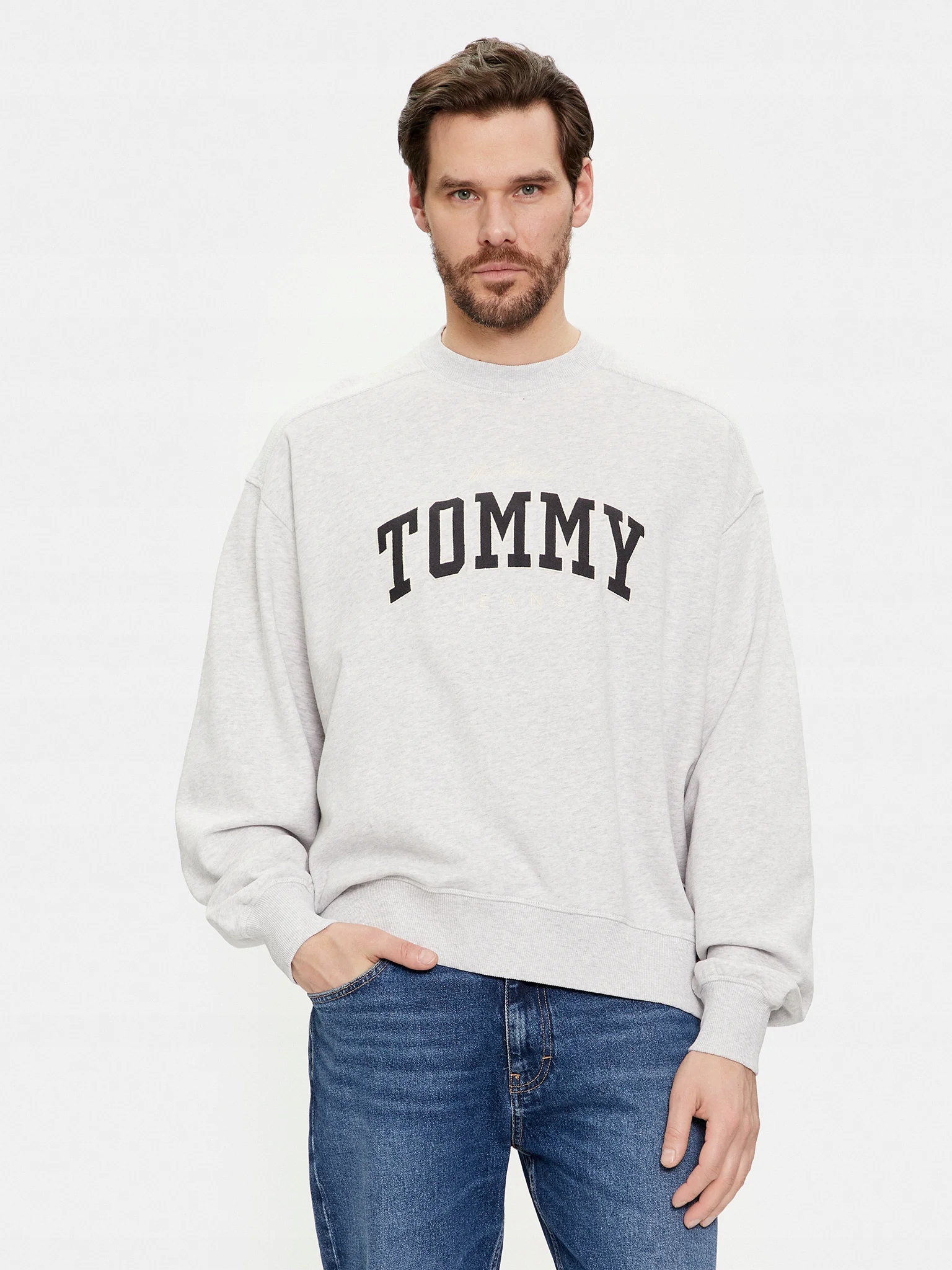 Tommy Jeans bavlněná mikina pánská šedá XL