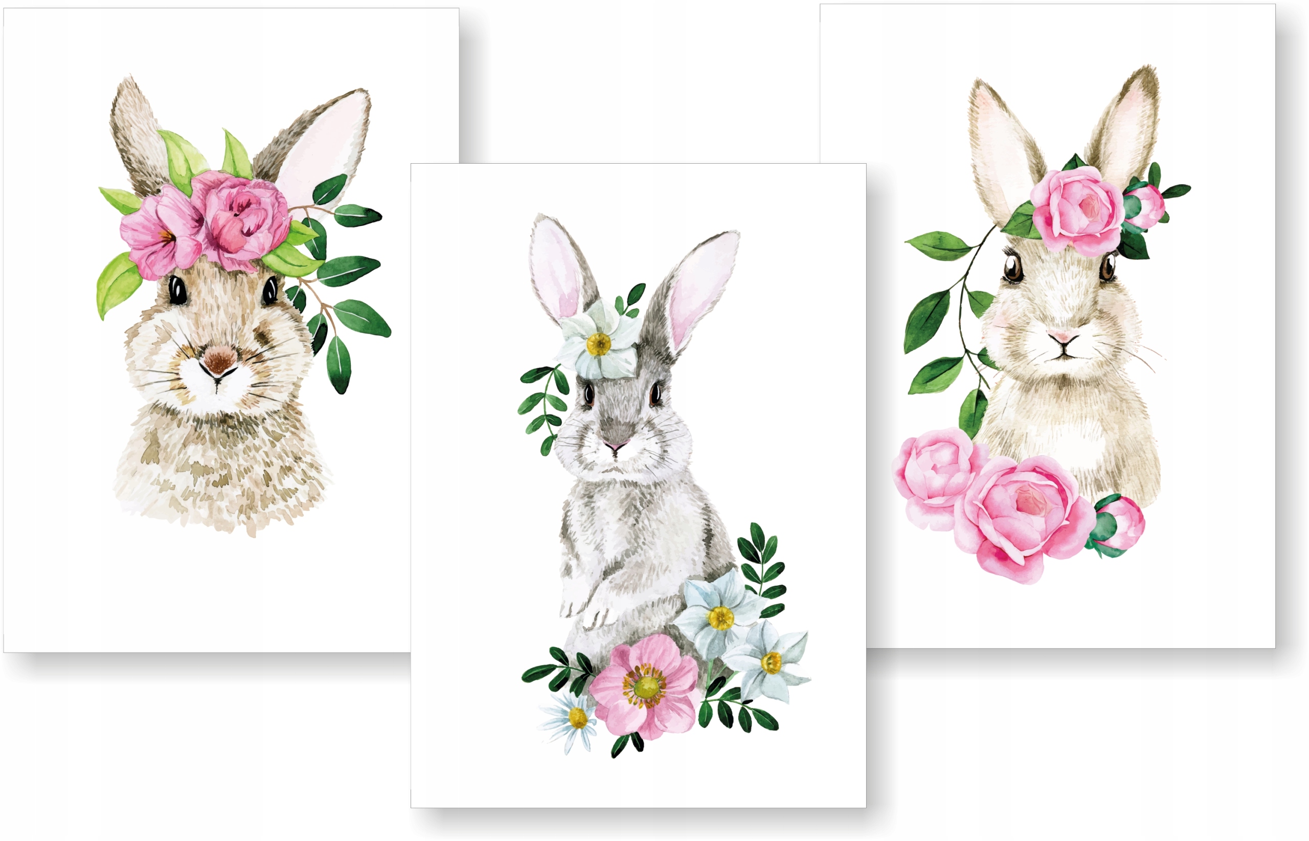 

Zestaw 3 plakaty A4 Różowe Króliczki Kwiatki