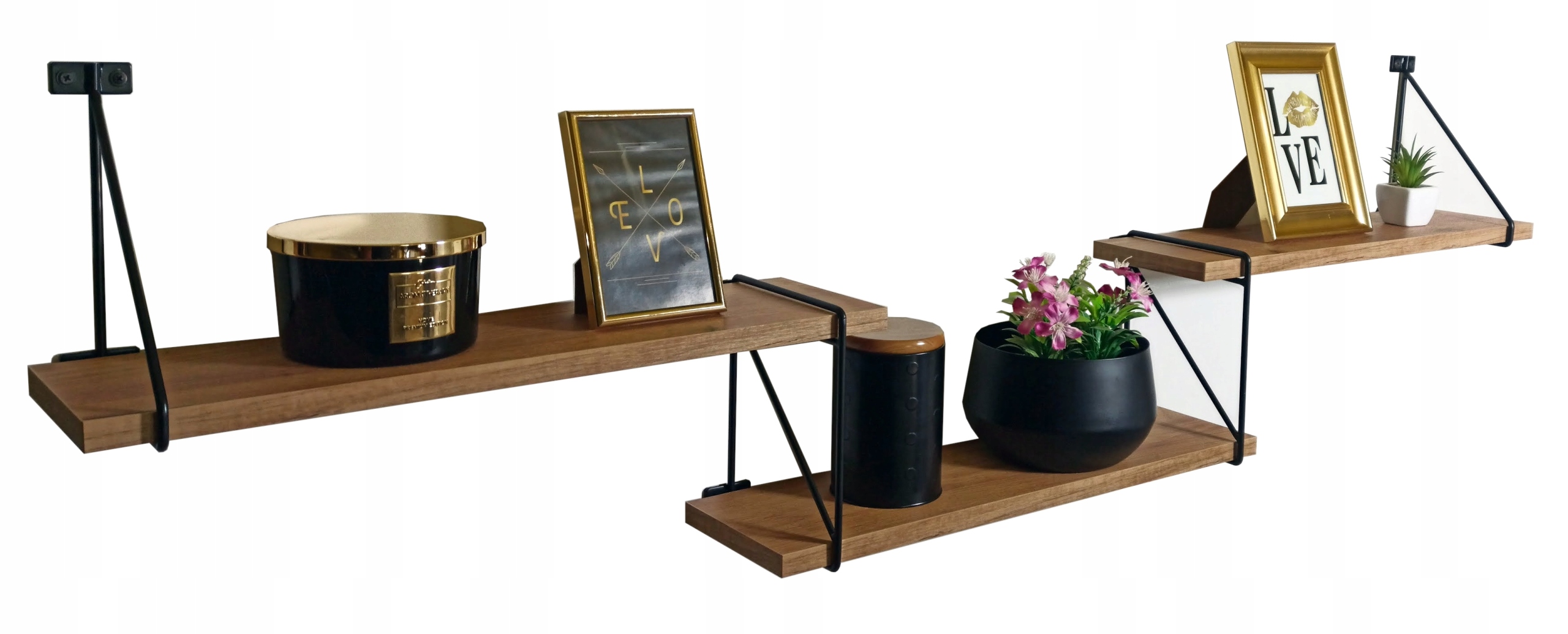 KOMPLET 3 PÓŁKI ŚCIENNE WISZĄCE LOFT INDUSTRIALNA