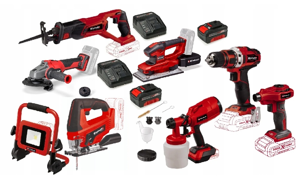 Einhell Sada Aku Nářadí Pxc 18V Bruska 2X4AH Vrtačka Svítilna