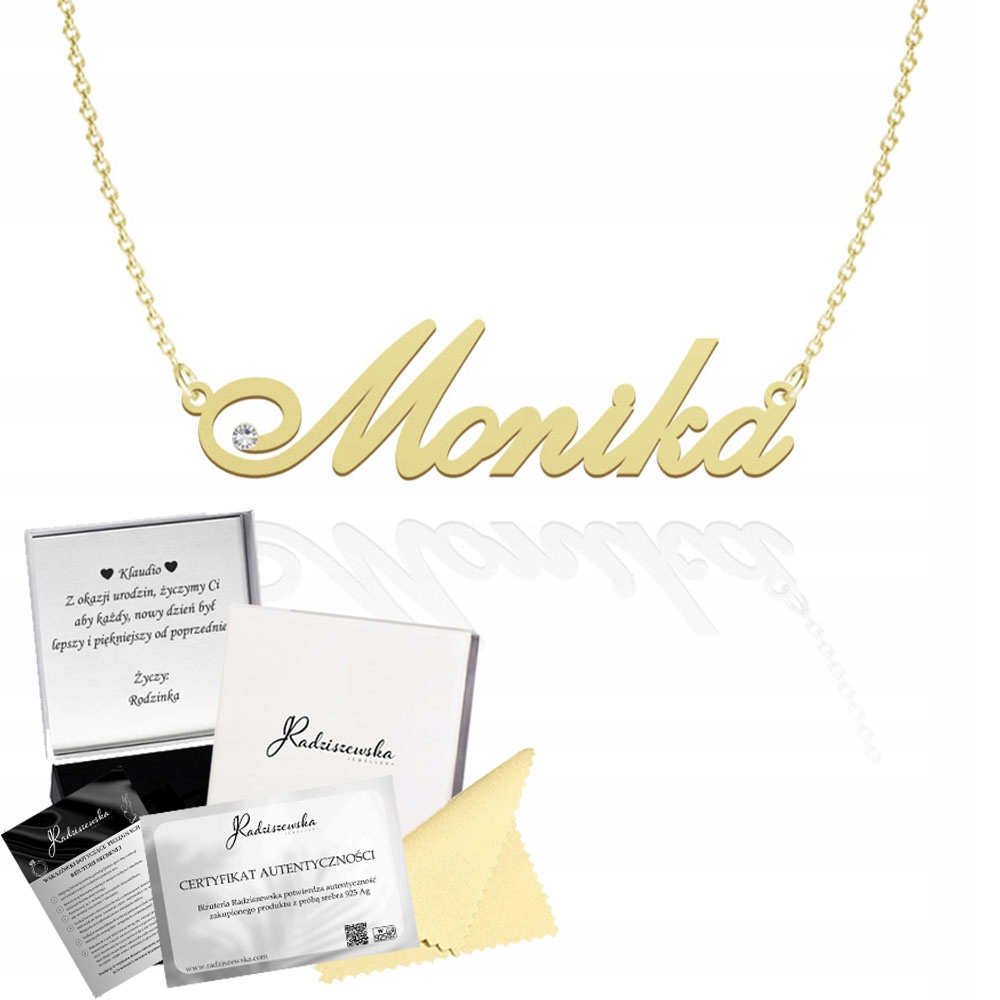 Zlatý náhrdelník se jménem Monika Stříbro 925 K narozeninám přání Bonus