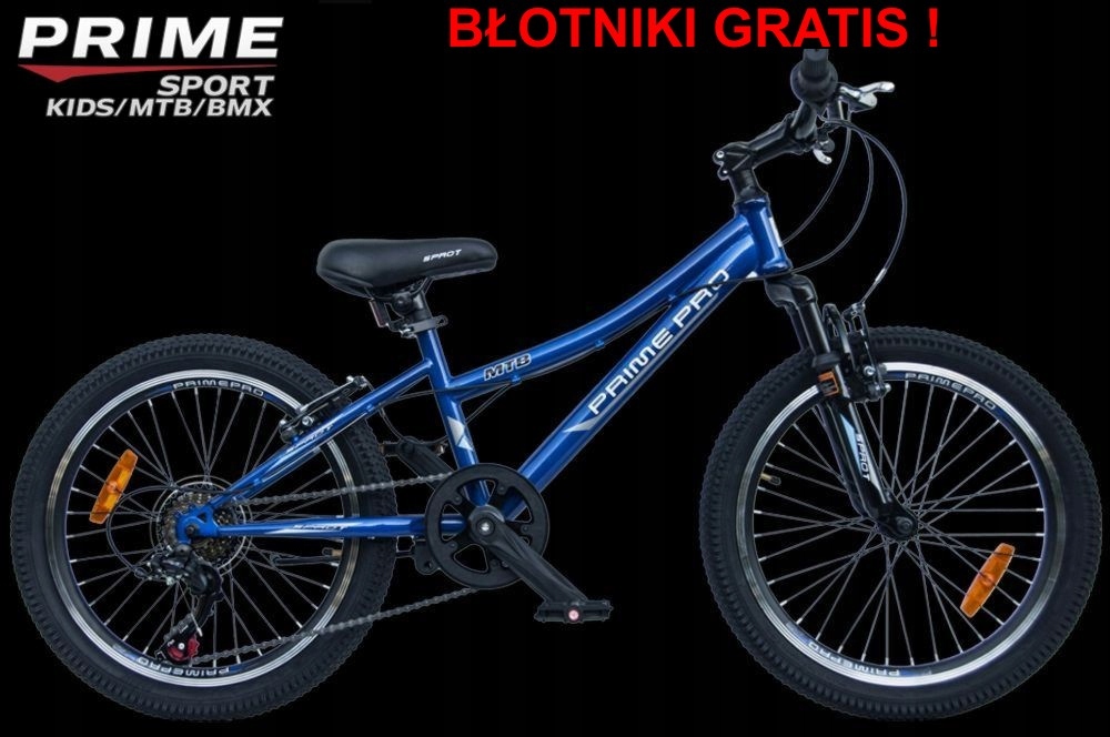 Rower 20" Mtb Prime Pro Boy 7-speed Shimano amortyzator Błotniki