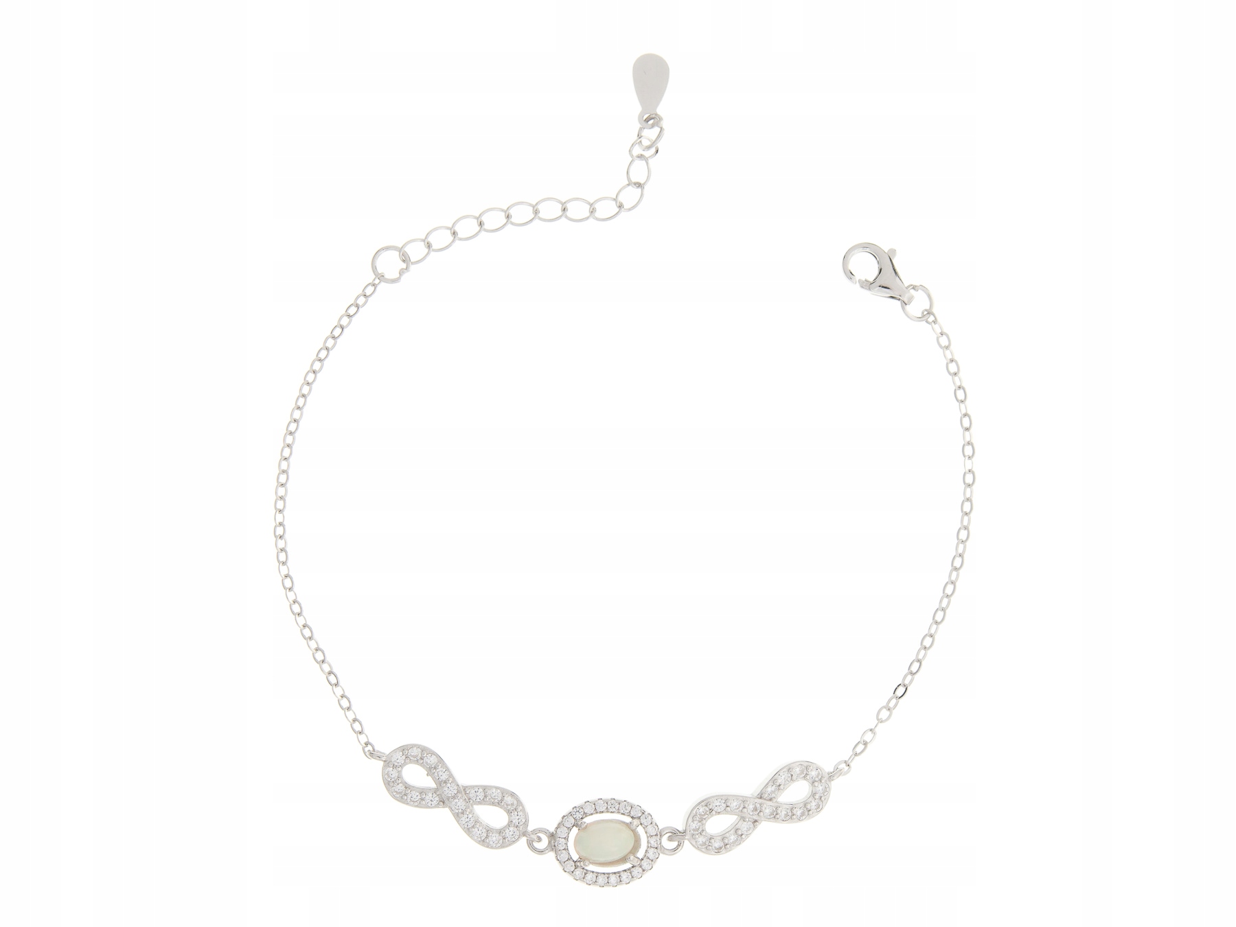 Stříbrný Rhodiovaný Náramek S Přírodním Opálem