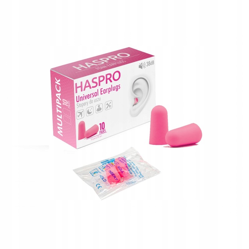 

Haspro zatyczki do uszu piankowe 10 Par Różowe