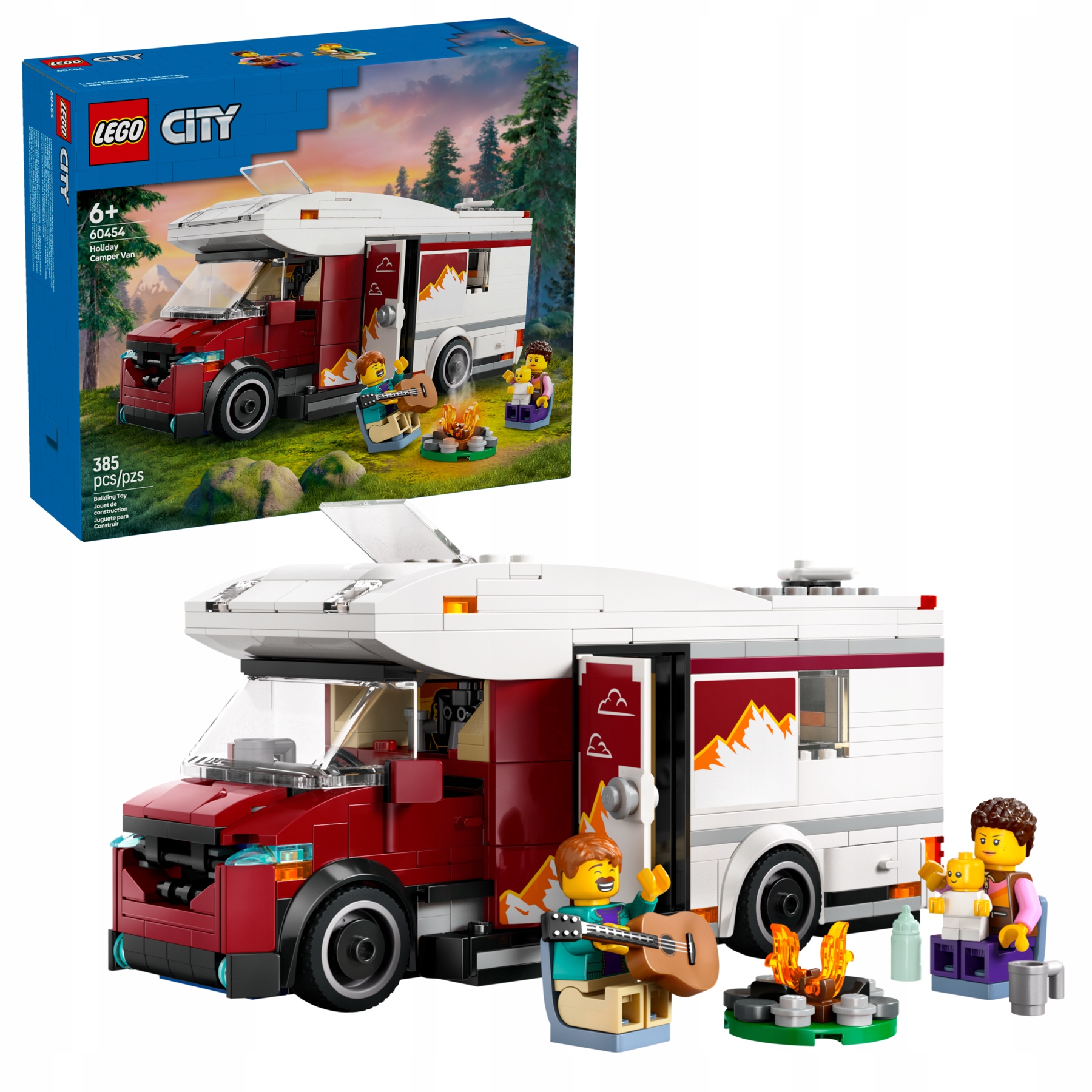 Lego City Prázdninový karavan plný dobrodružství, kytara, gril, ohniště 60454