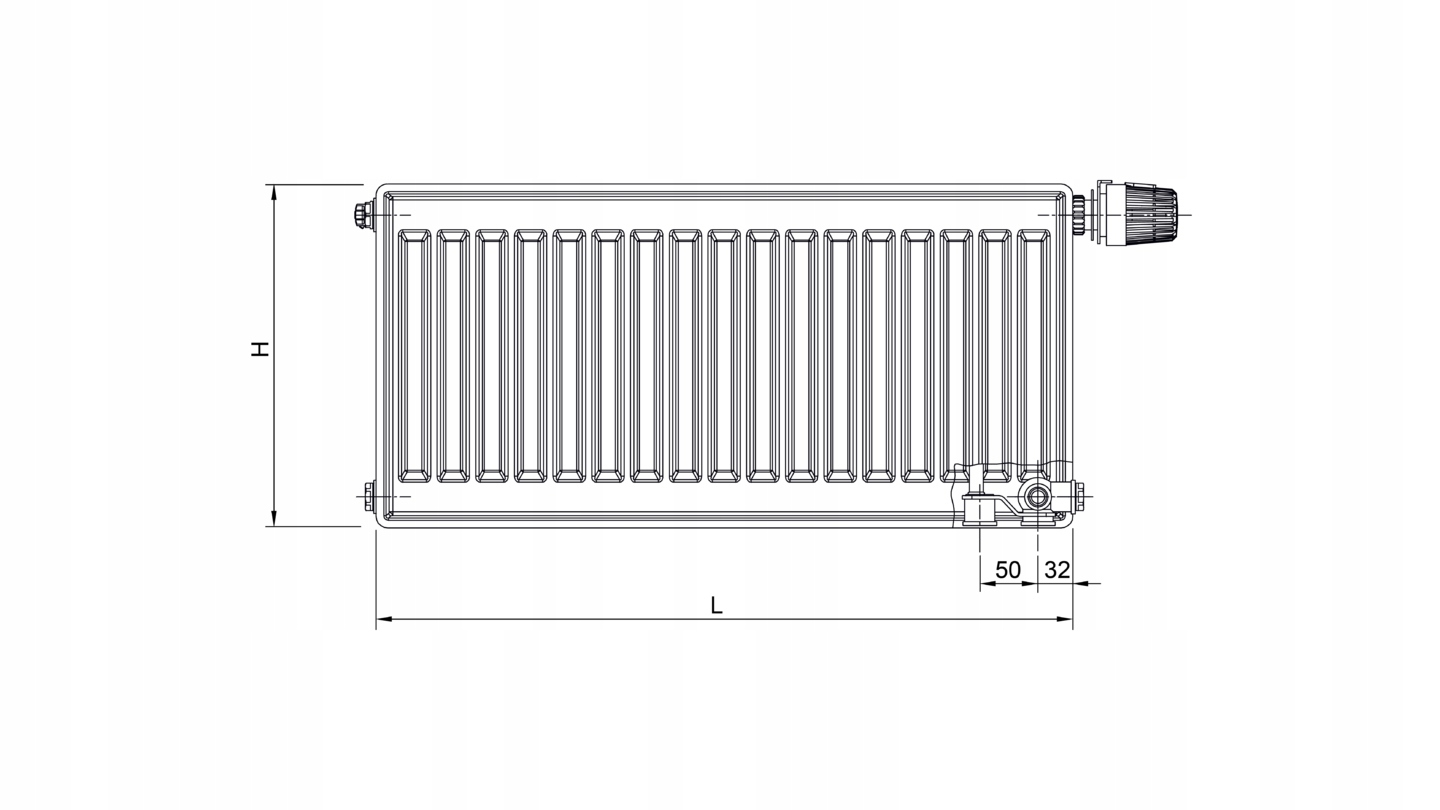 Grzejnik stalowy higieniczny 900 x 600 x 47 Moc grzewcza 544 W