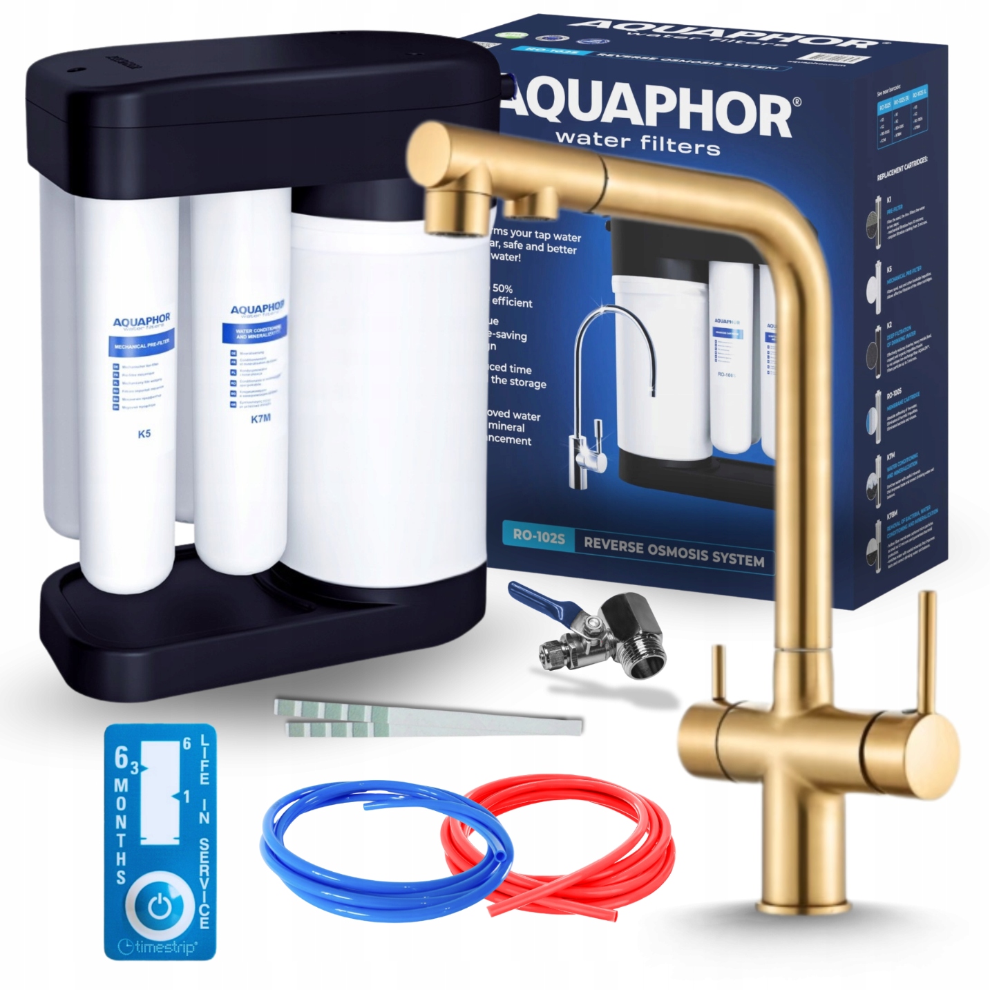 Kohútik Do Drezu Zlato Brúsený S Vodný Filter Pod Drez Aquaphor