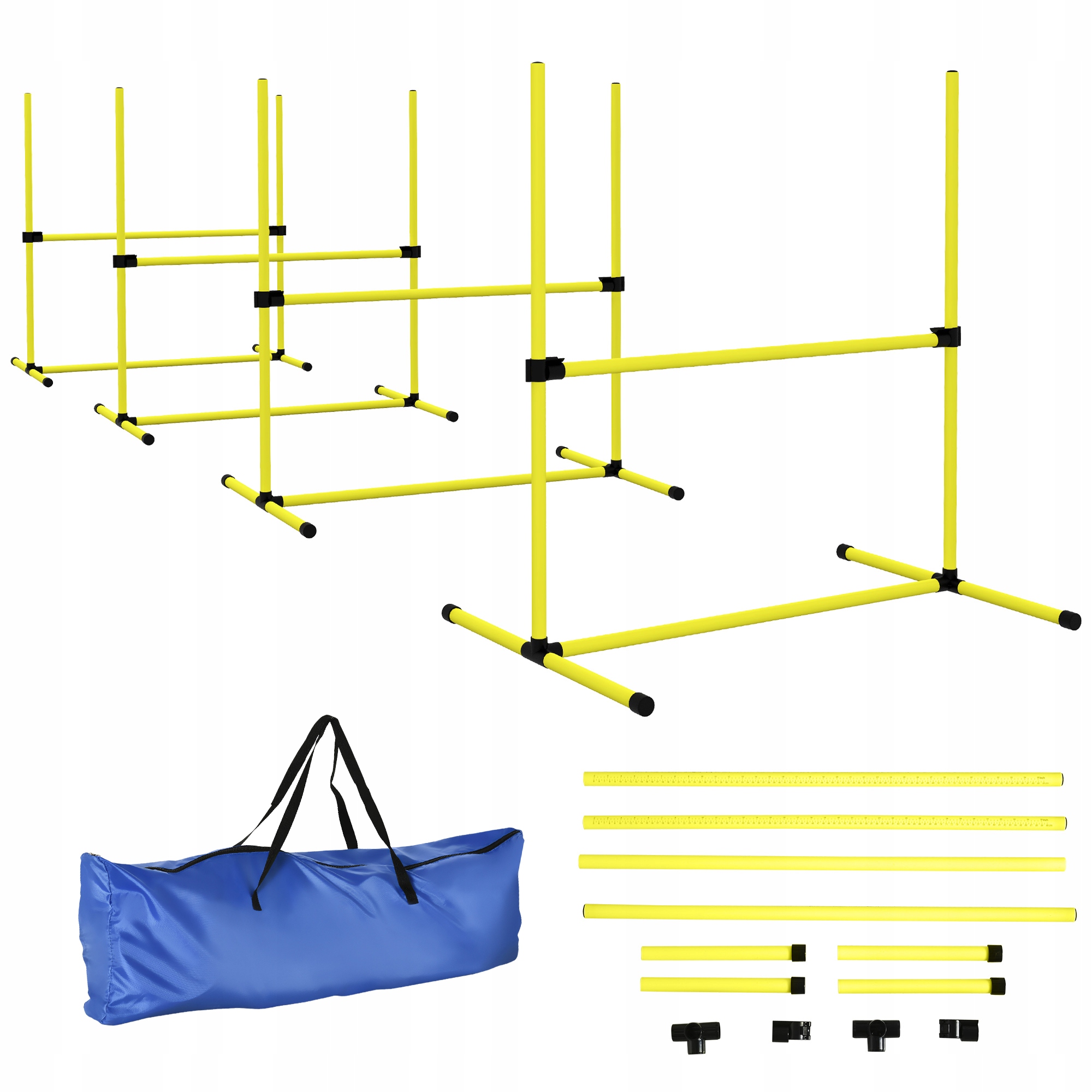 Sada agility PawHut pro psy, žlutá barva, rozměry 99x65x94 cm