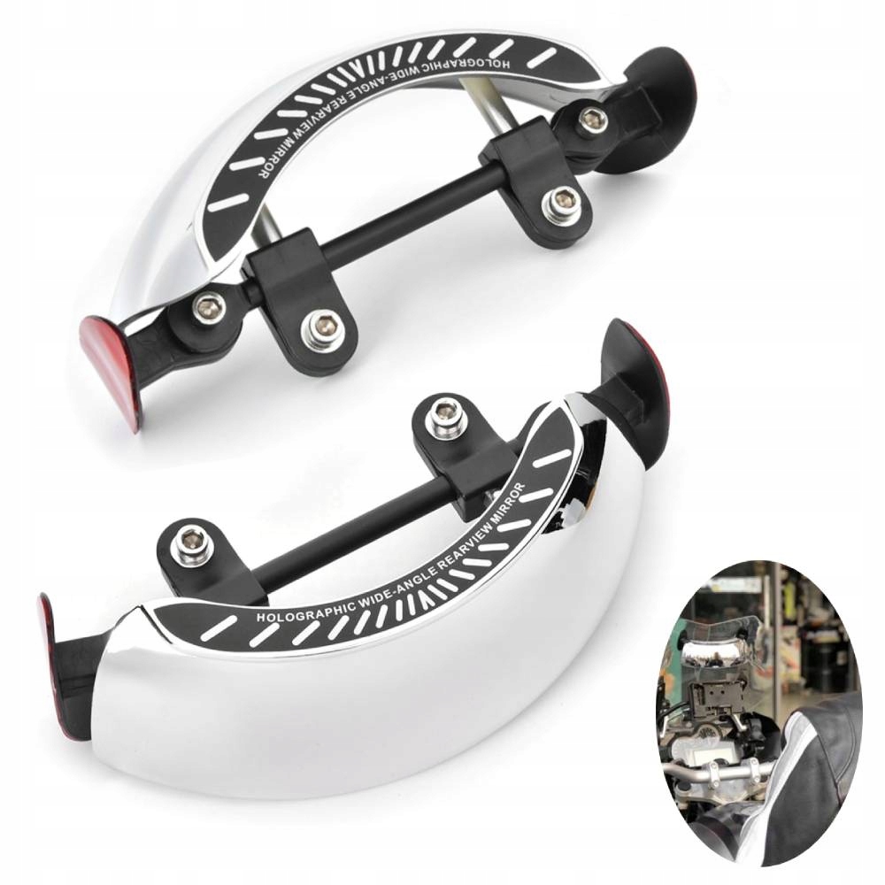 MOTOCYKLOWE SZEROKOKĄTNE LUSTERKO WSTECZNE CHROM