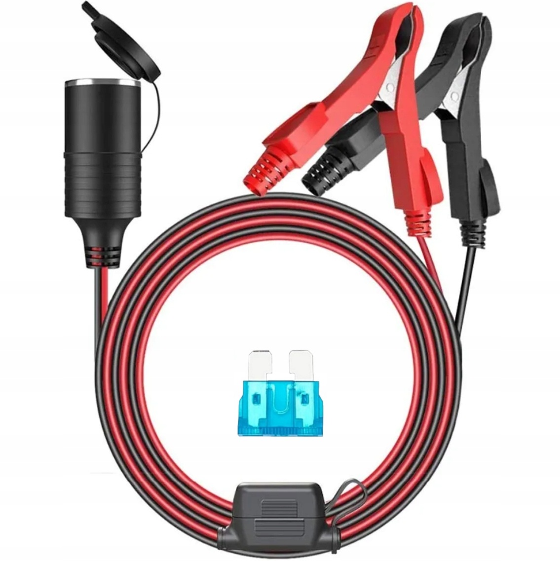 Gniazdo zapalniczki 12/24V bezpiecznikiem 15A Klipsy krokodylkowe 16 Awg 3m