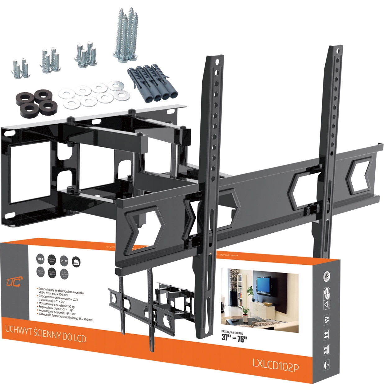 

Mocny Uchwyt Do Tv 32″-75″ Wieszak Telewizora 50KG