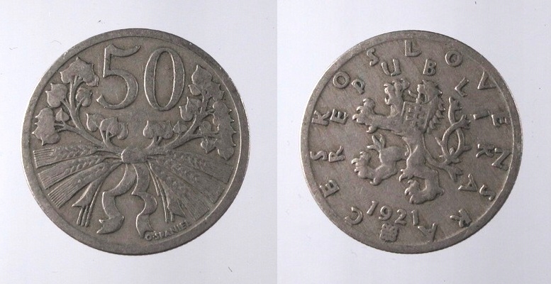 3370. CZECHOSŁOWACJA, 50 HALERZY, 1921