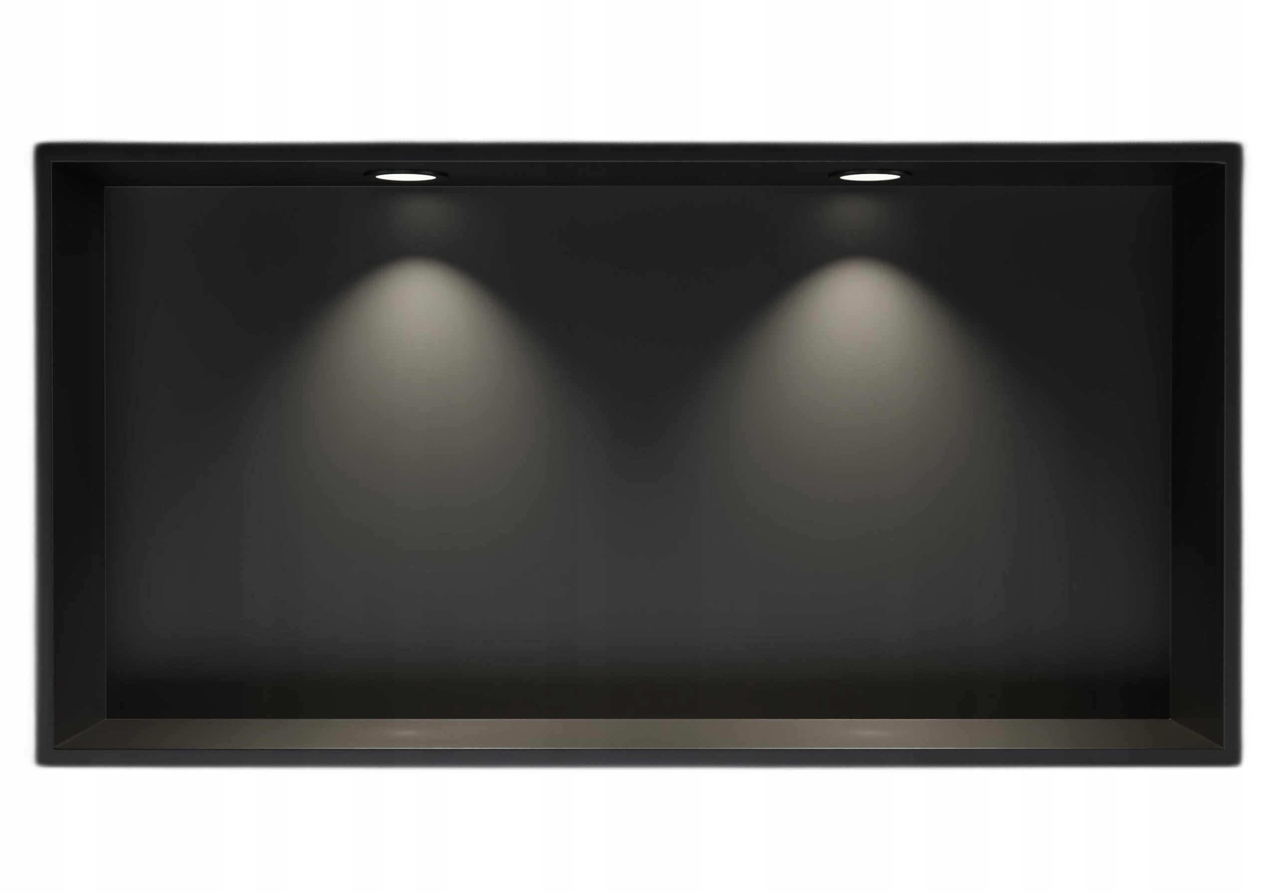 Półka wnękowa 60x20 z rantem czarna 2xLED oprawa czarna