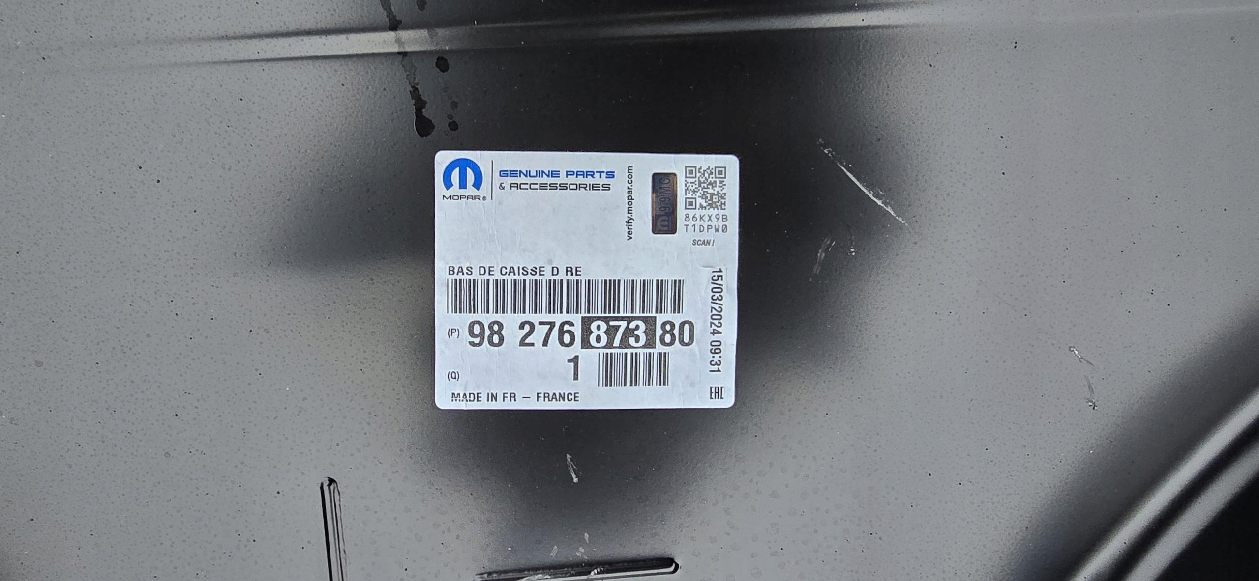 threshold pillar right TOYOTA PROACE CITY OPEL COMBO E 9827687380