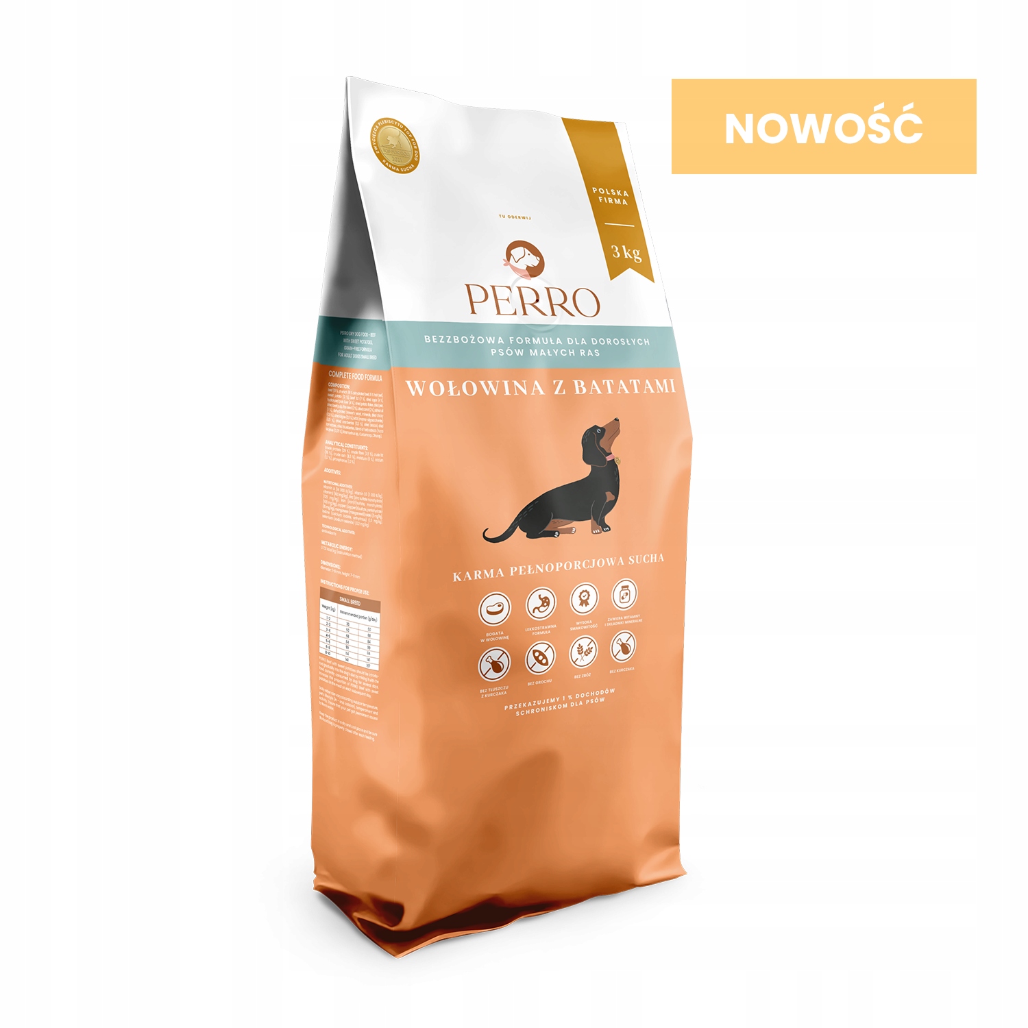 Levně Perro Hovězí maso s batáty pro malá plemena 3 kg