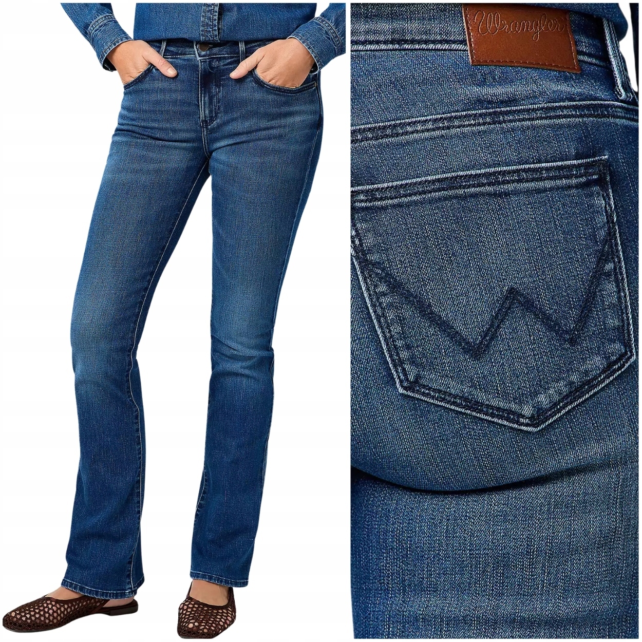 Wrangler Bootcut Shadow Daze rozšiřitelné dámské džínové kalhoty W25 L32