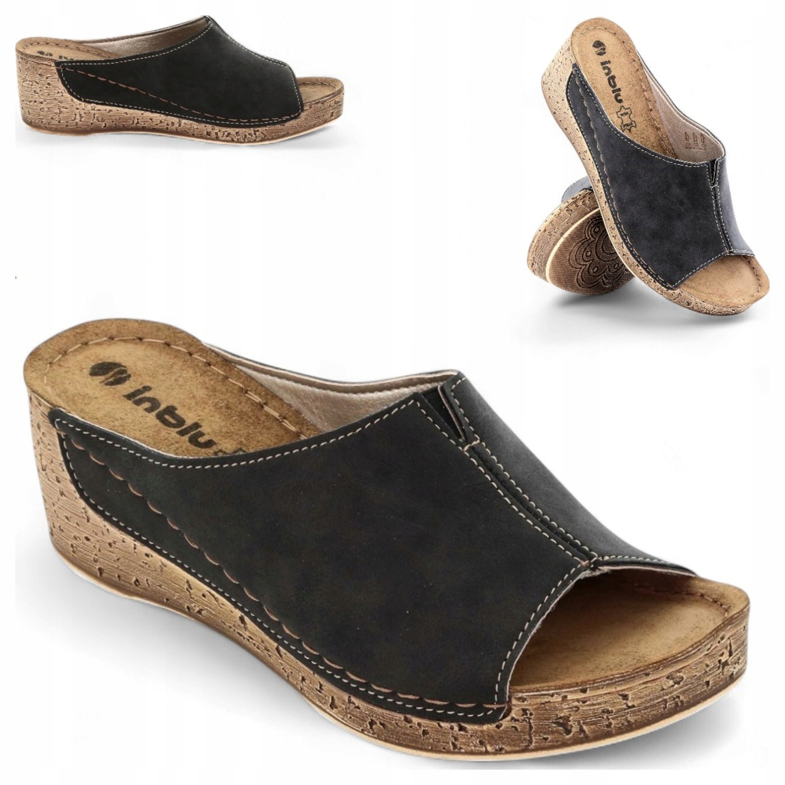 Klapki Damskie 38 Casual Profilaktyczne Czarne Inblu