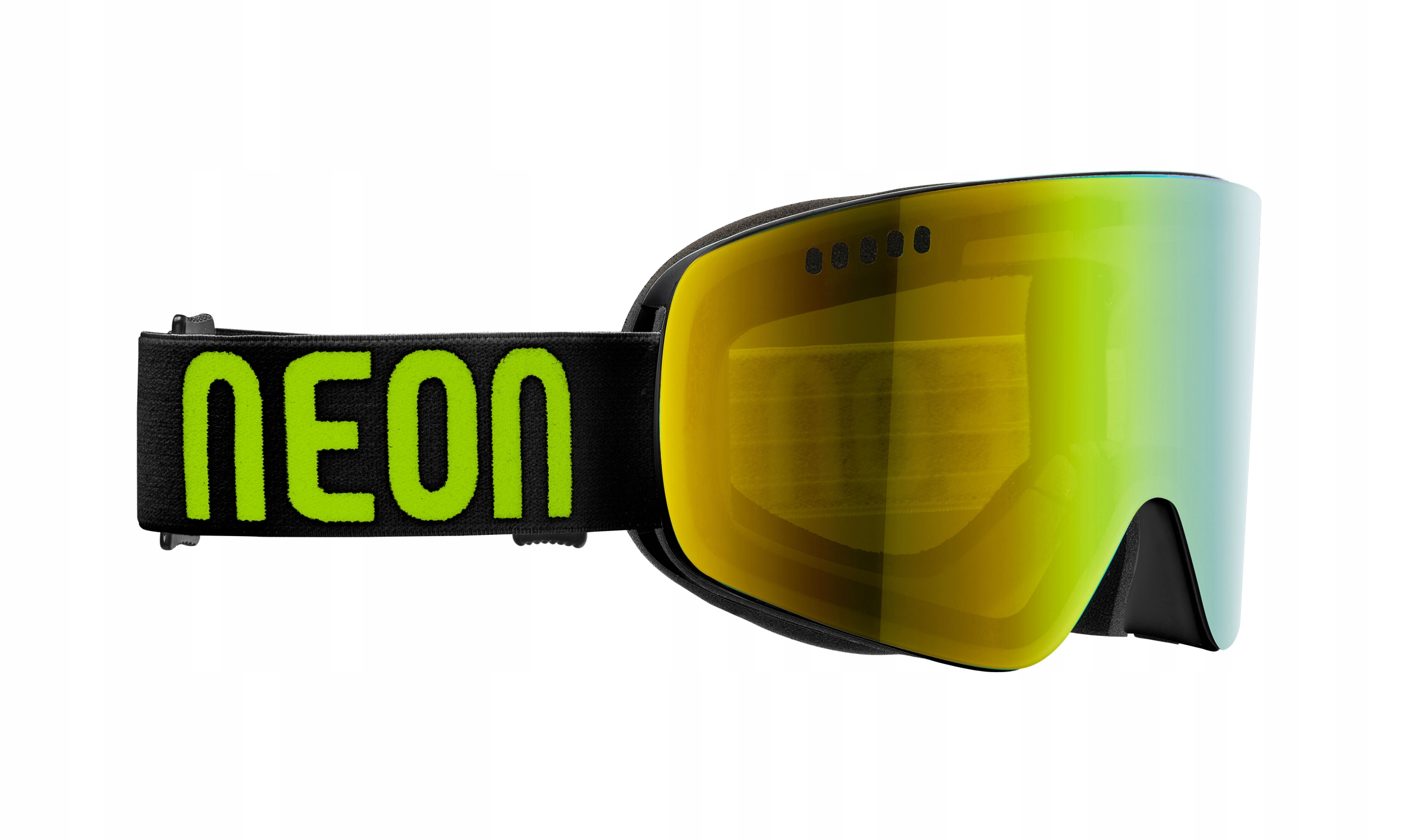 Lyžařské Brýle Neon Vertikální, Černá Žlutá, Zrcadlově Zlatá Barva