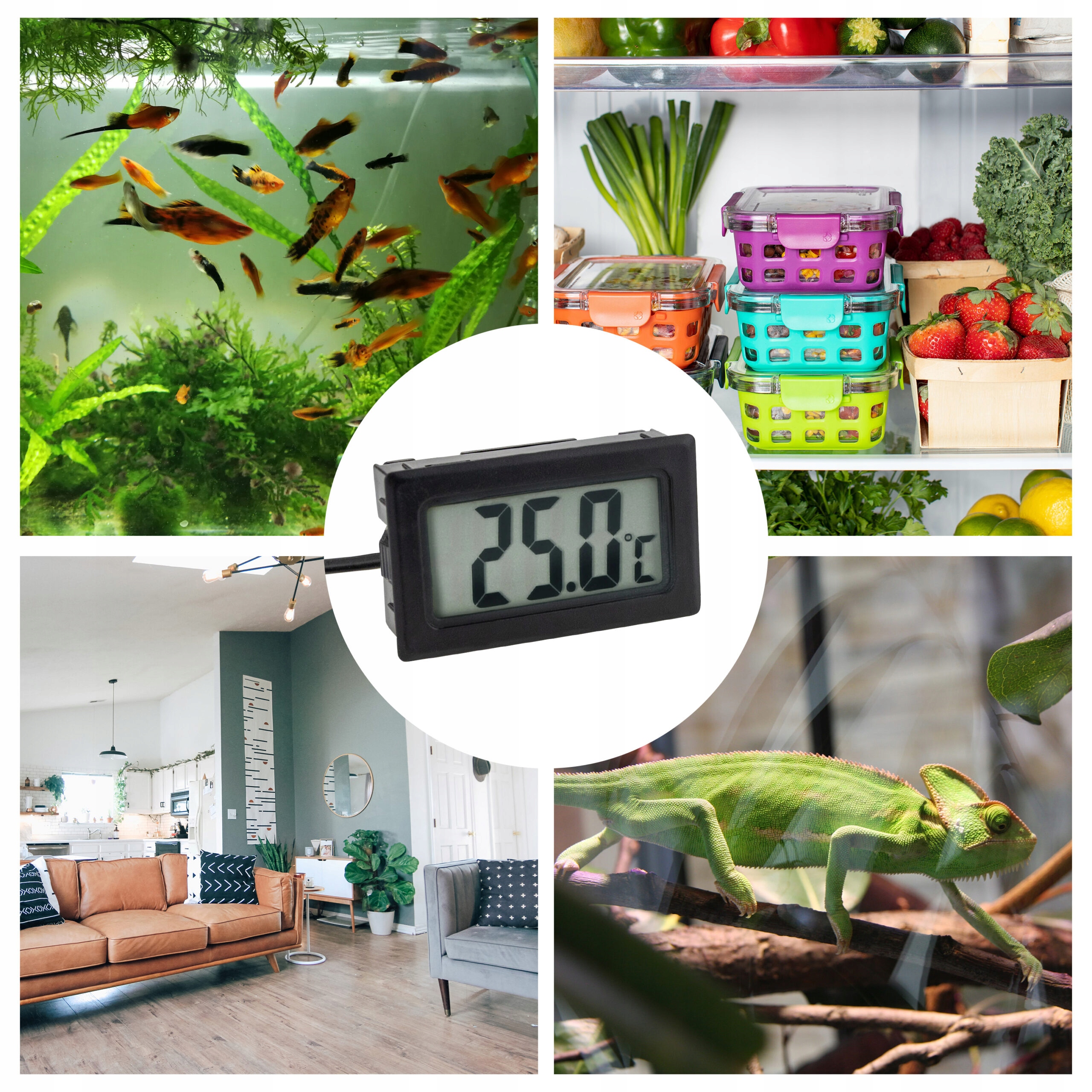 PRECYZYJNY TERMOMETR SAMOCHODOWY LCD Z SONDĄ Marka Inna