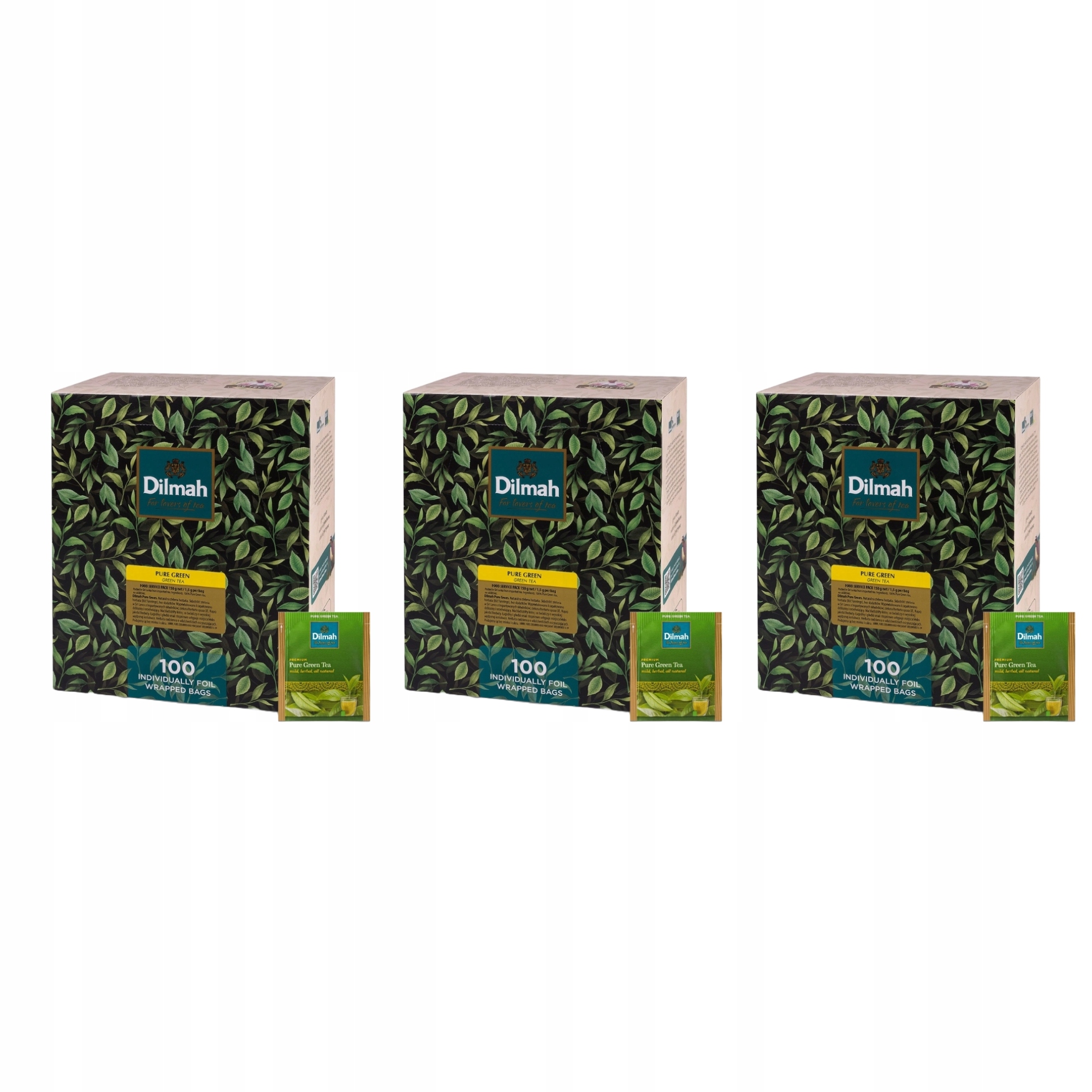 3x Herbata zielona Dilmah Pure Green Tea 100 kopert