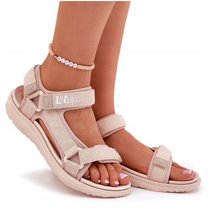 Sandały Damskie Lekkie Na Rzepy Lee Cooper LCW-25-34-3560 Beżowe 36