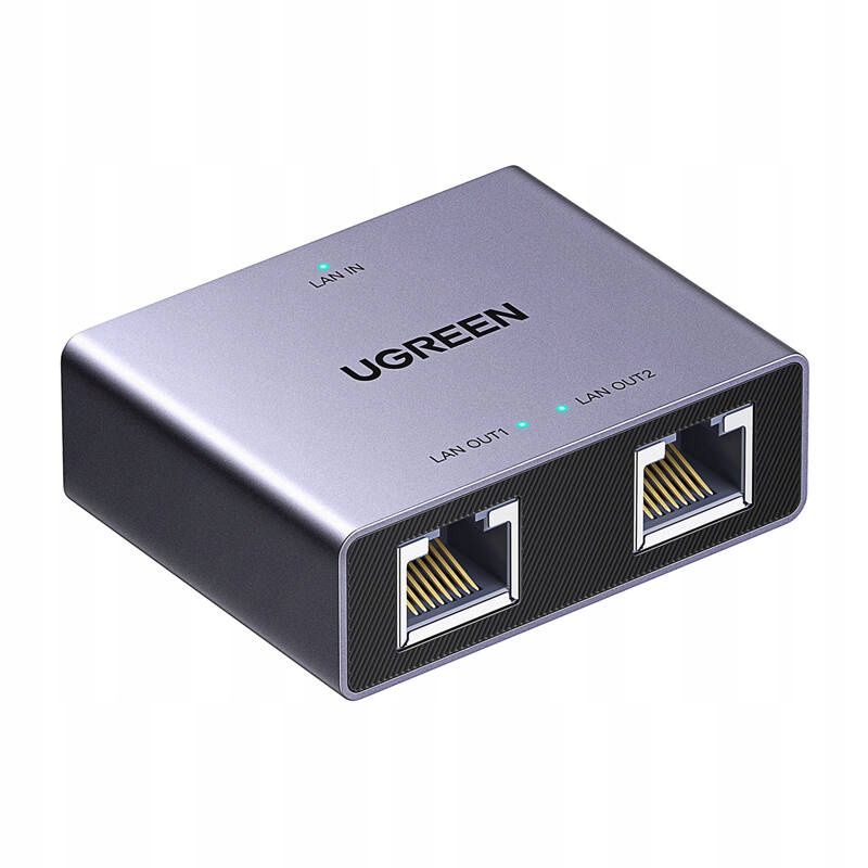Ugreen Adapter Rozgałęźnik Ethernet 1X2 Do Komputera RJ45 Szybki Przepływ