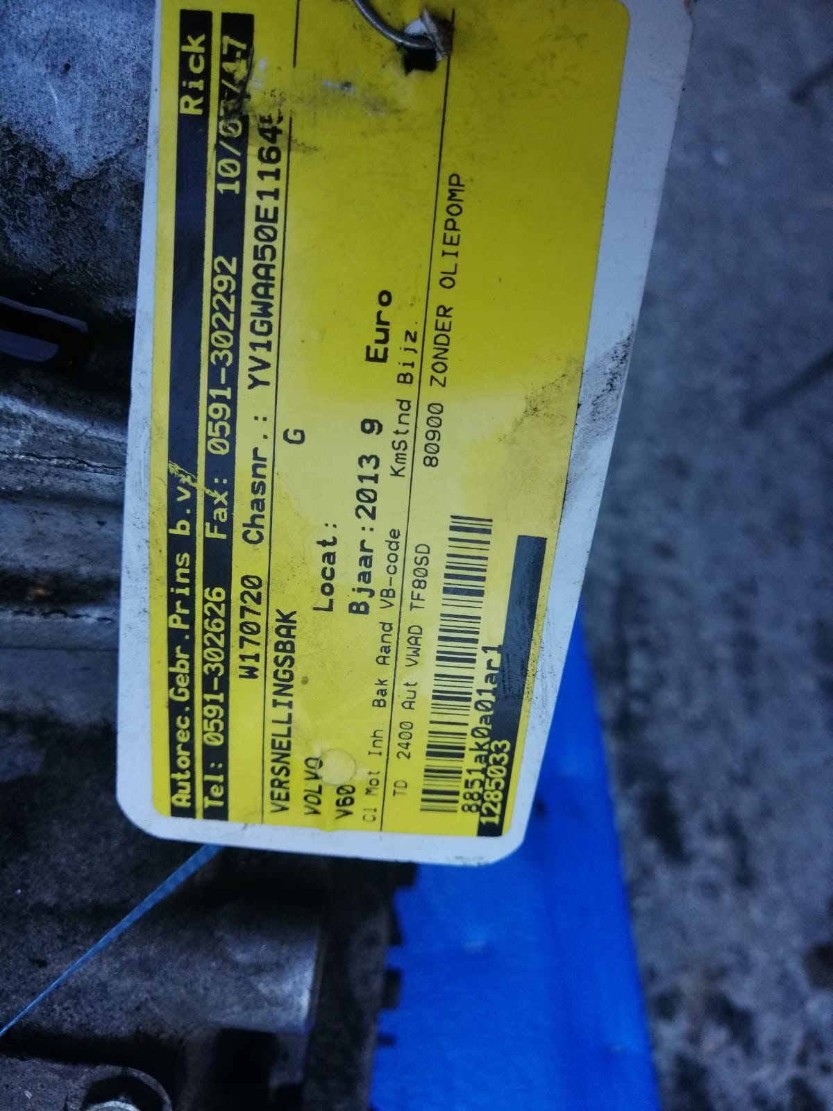 VOLVO V60 Getriebe TF-80SD 1285033 80tys km