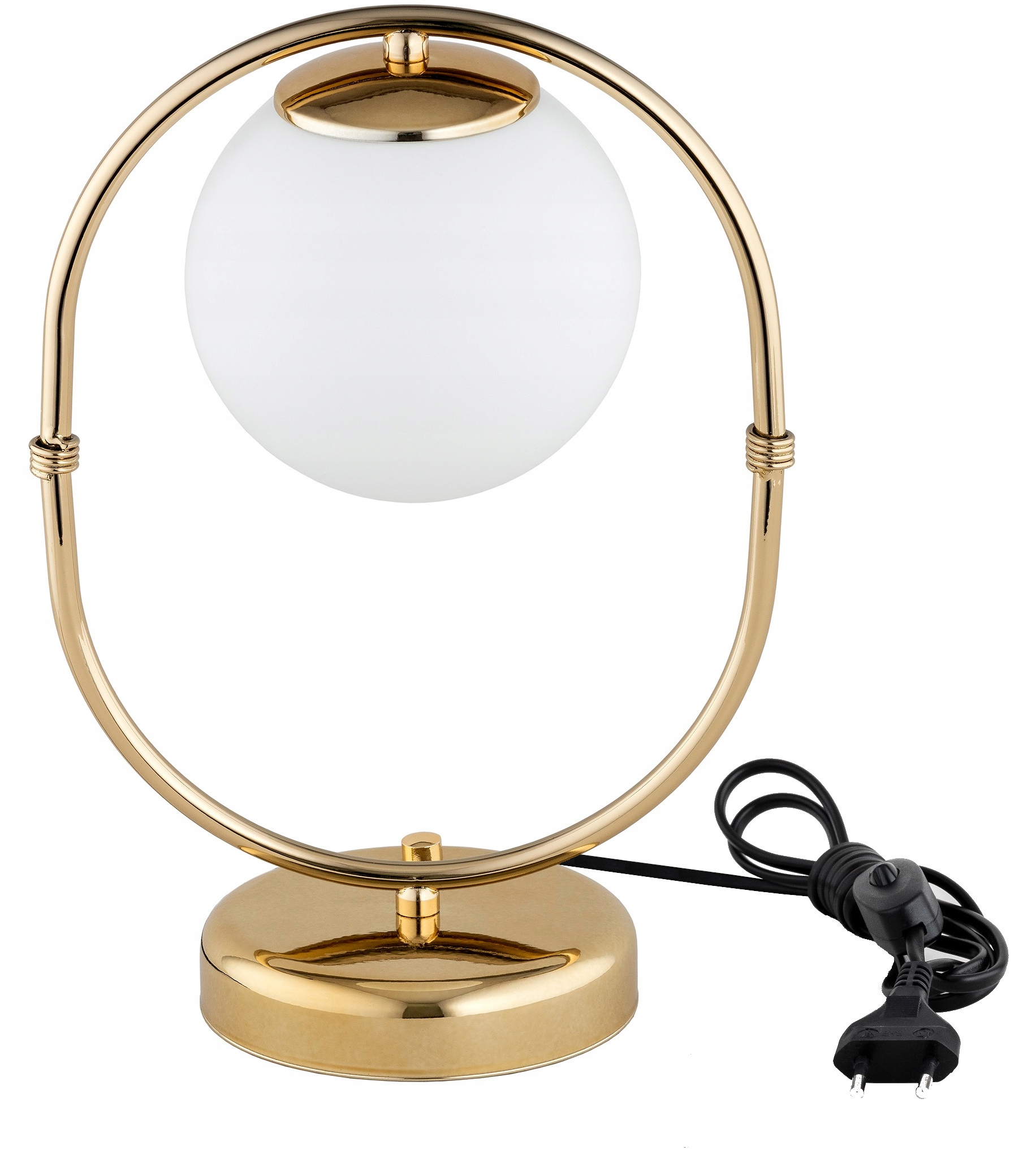 Złota Lampka Biurkowa Nocna Szklana Kula Milo