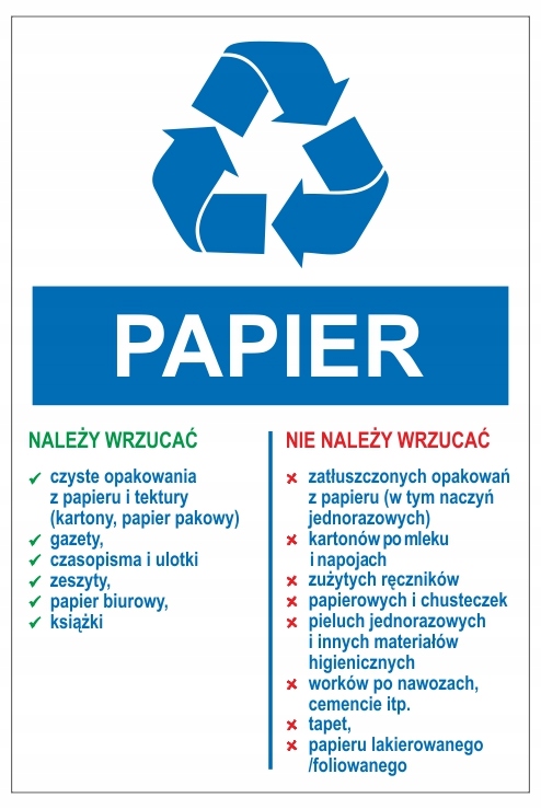 

Naklejki segregacja kosze śmieci Papier 20x30 cm