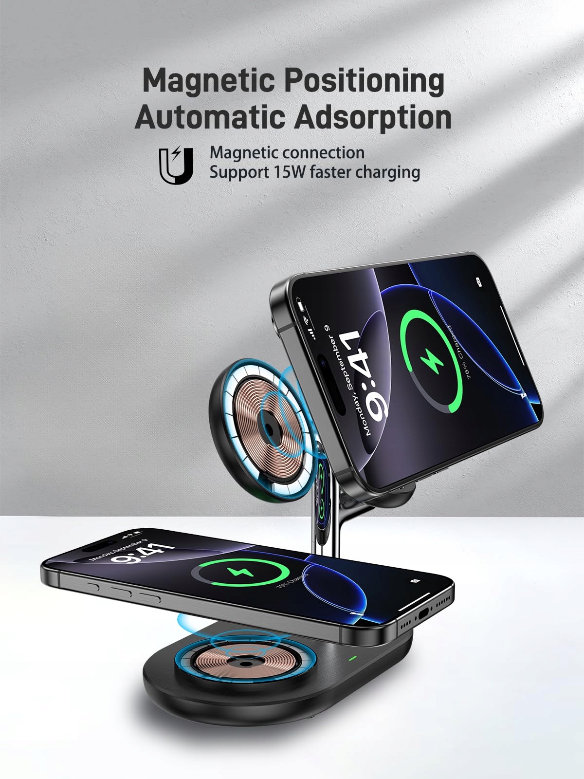 ZenGoose BEZPRZEWODOWA ŁADOWARKA 3W1 DO IPHONE, APPLE WATCH, AIRPODS — miniatura 2