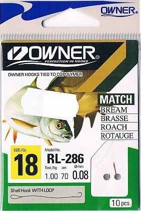 Haczyki Owner HO-RL286 rozmiar nr 18 z przyponem 0,08 mm