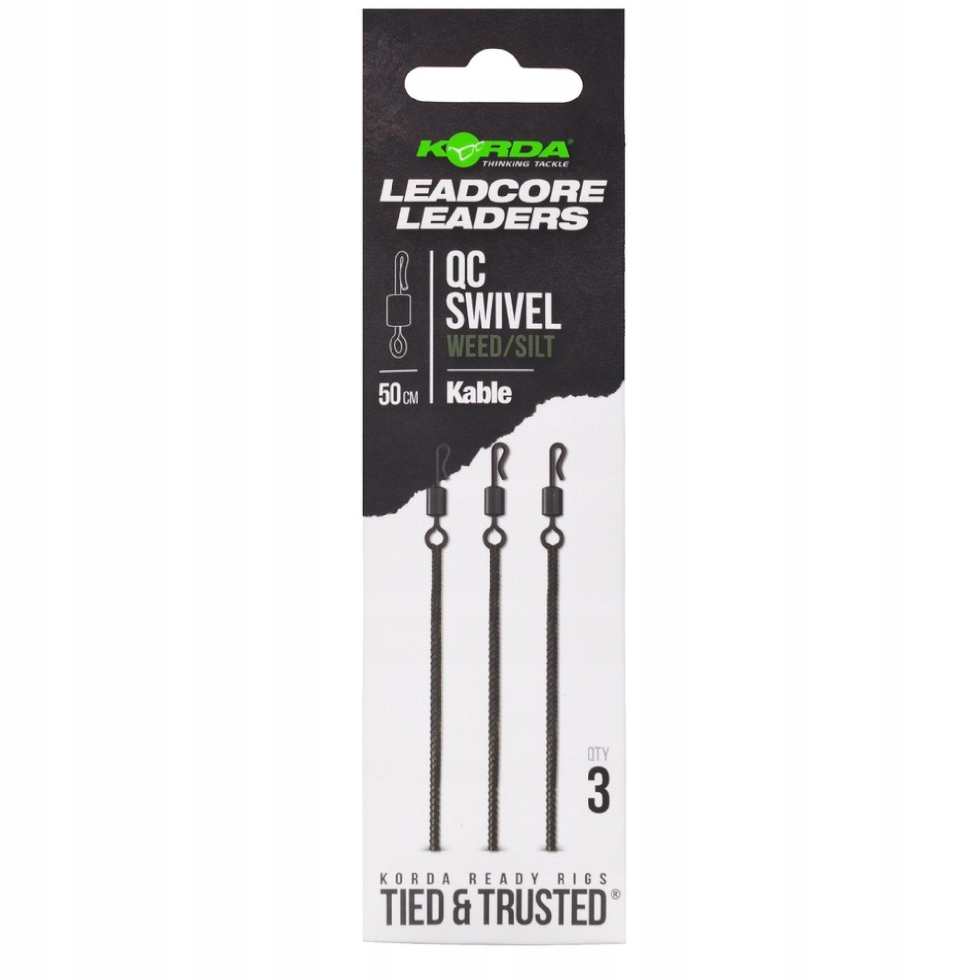 Leadcore Korda Kable Leadcore Leader Qc Swivel Weed 50cm