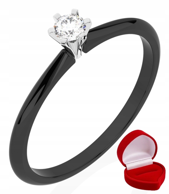 Zlatý Prstýnek 585 14k Brylant 0,09 ct Černé Zlato R30