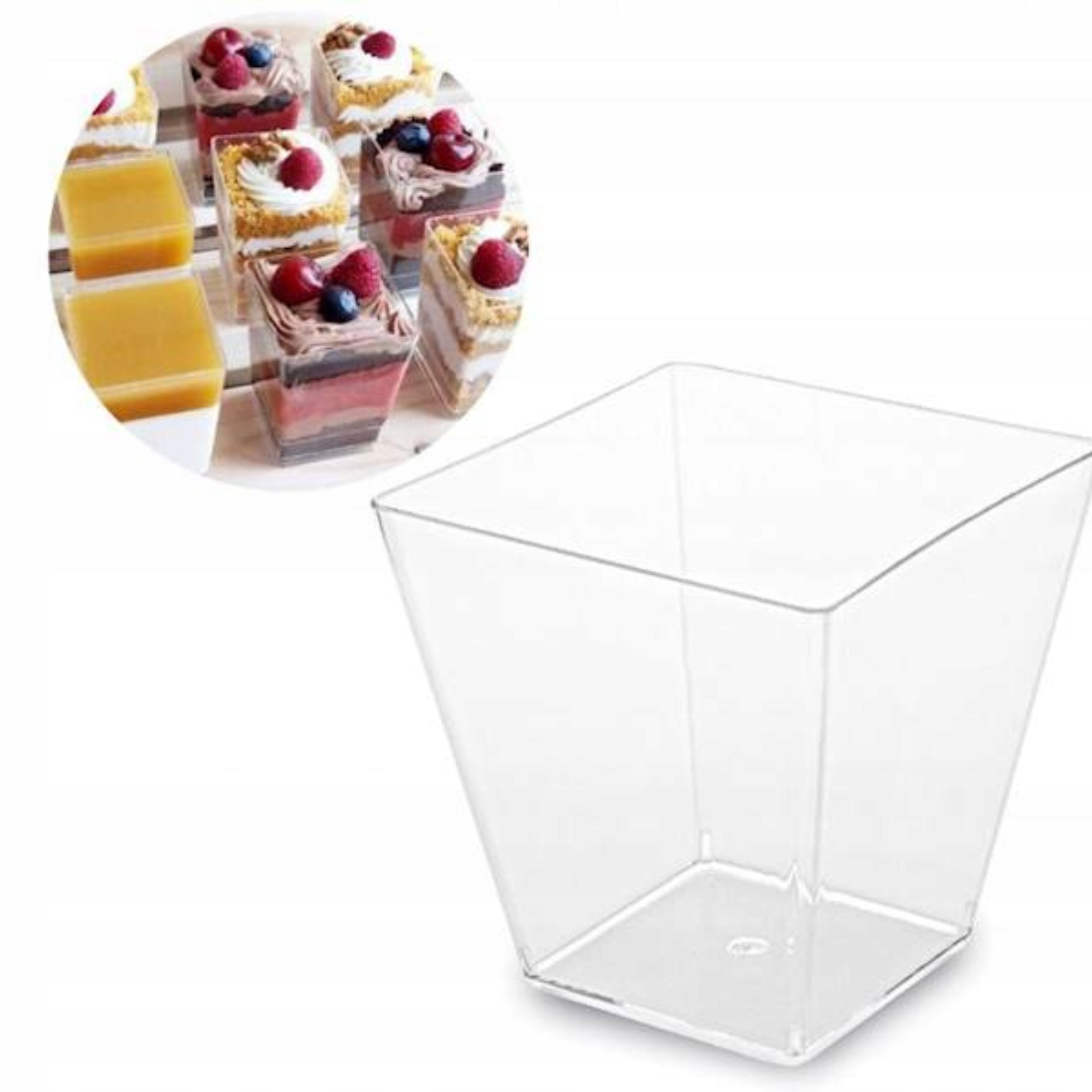 

Pucharki plastikowe do Deserów 10x150ml kwadratowe