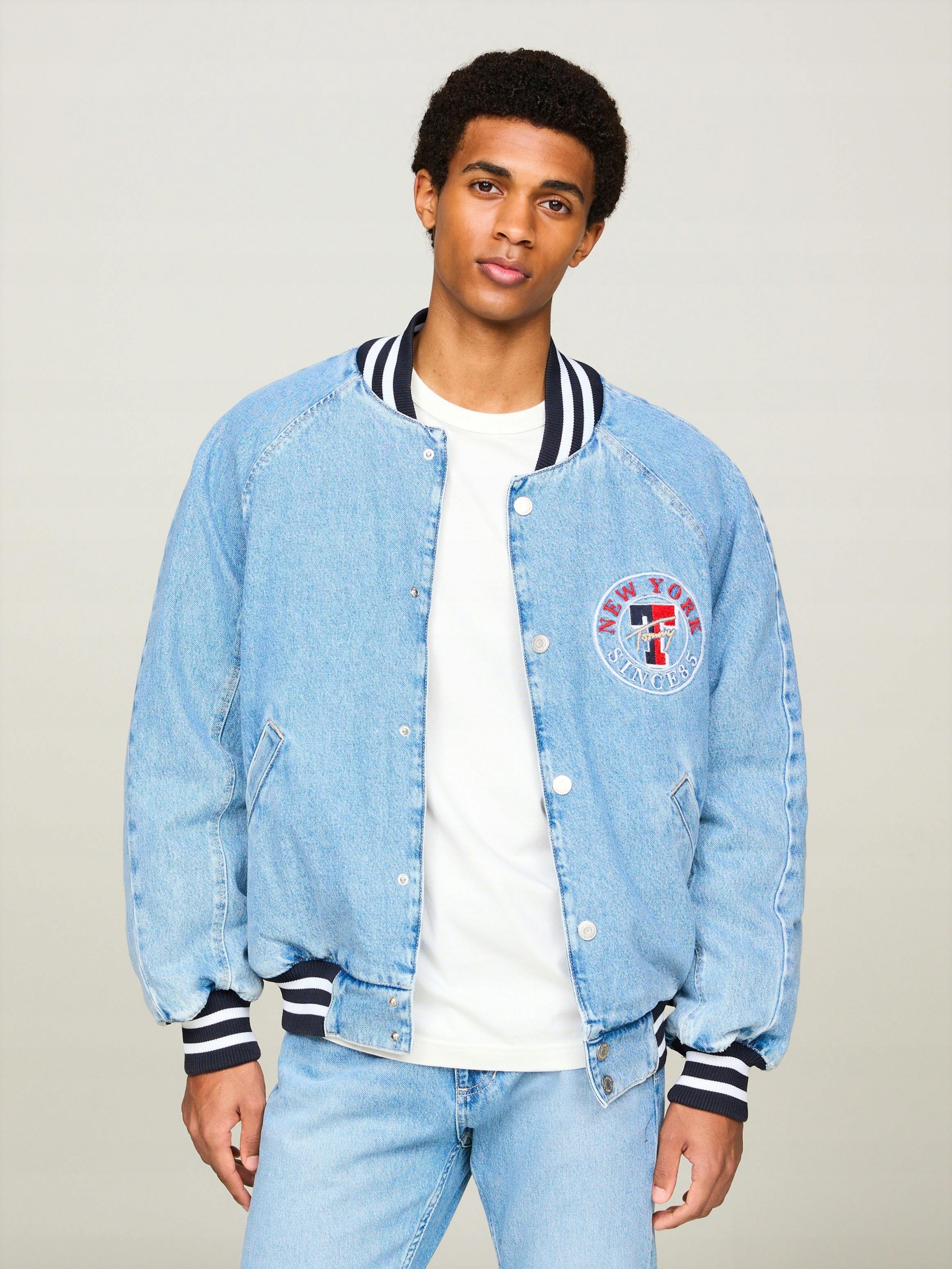 Tommy Jeans Hilfiger Kurtka Letterman Denim Bomber Jacket DM0DM19359 R. M