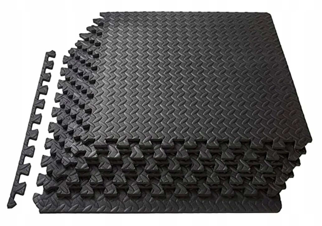 Mata Piankowa antypoślizgowa siłownia puzzle 60 x 60 x 1 cm Czarna 4szt