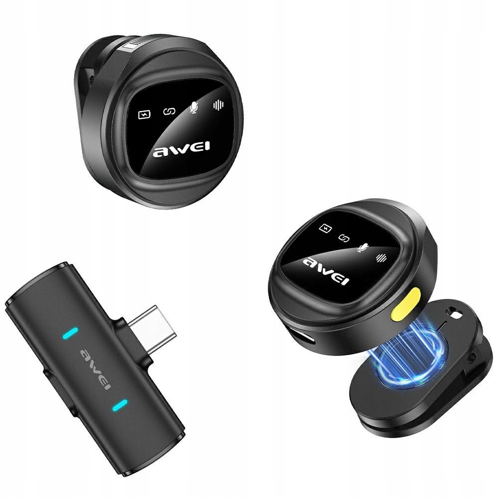 Bezprzewodowy Mikrofon Krawatowy Awei MK3 Duo czarny