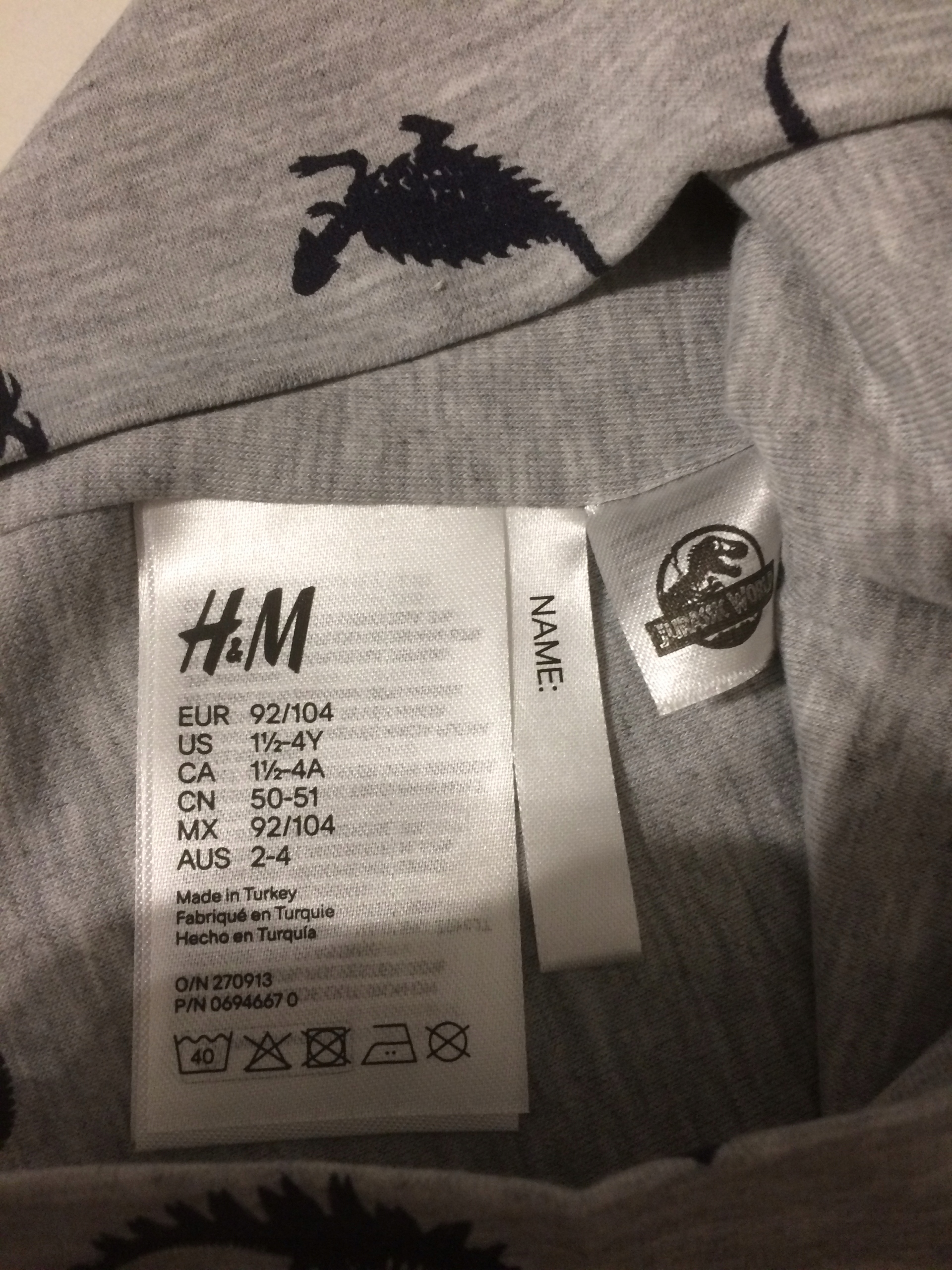 H&M CZAPKA SZARA JURASSIC WORLD 92/104 Marka H&M
