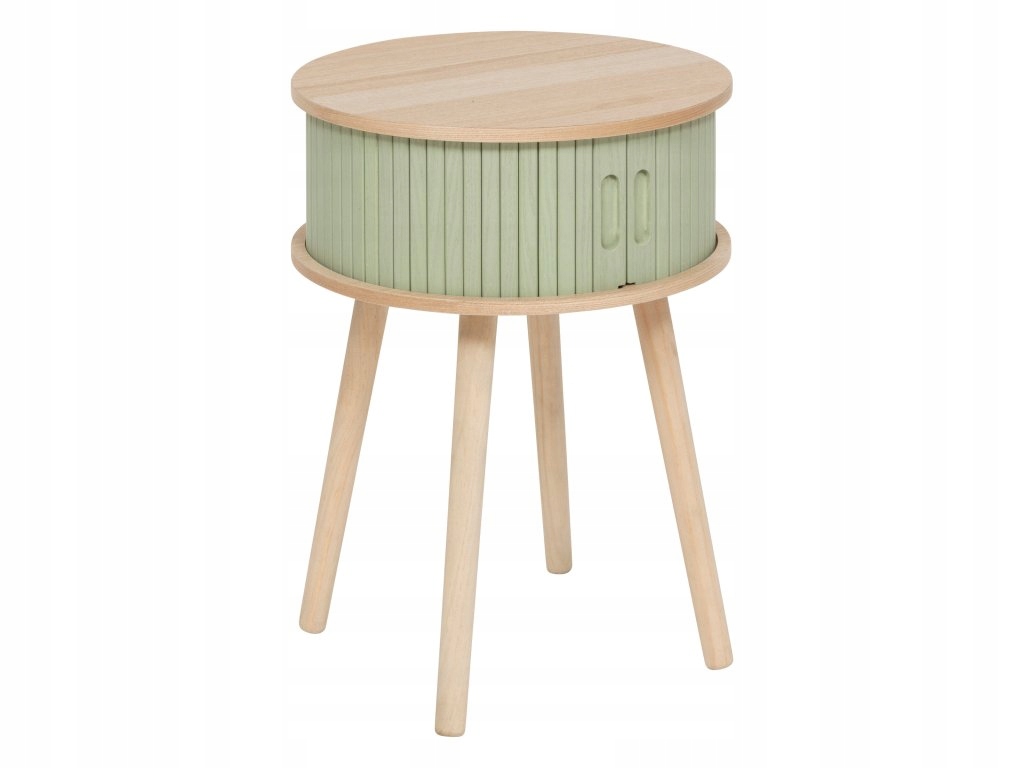 Nočný stolík Nysos s 2 dvierkami, Ø 40 cm, zelený