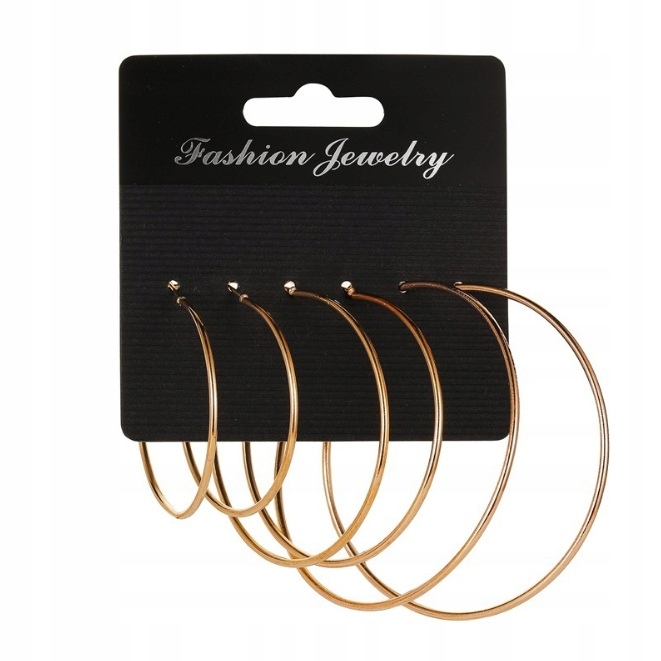 

Kolczyki wiszące złote koła modne 3 sztuki duże