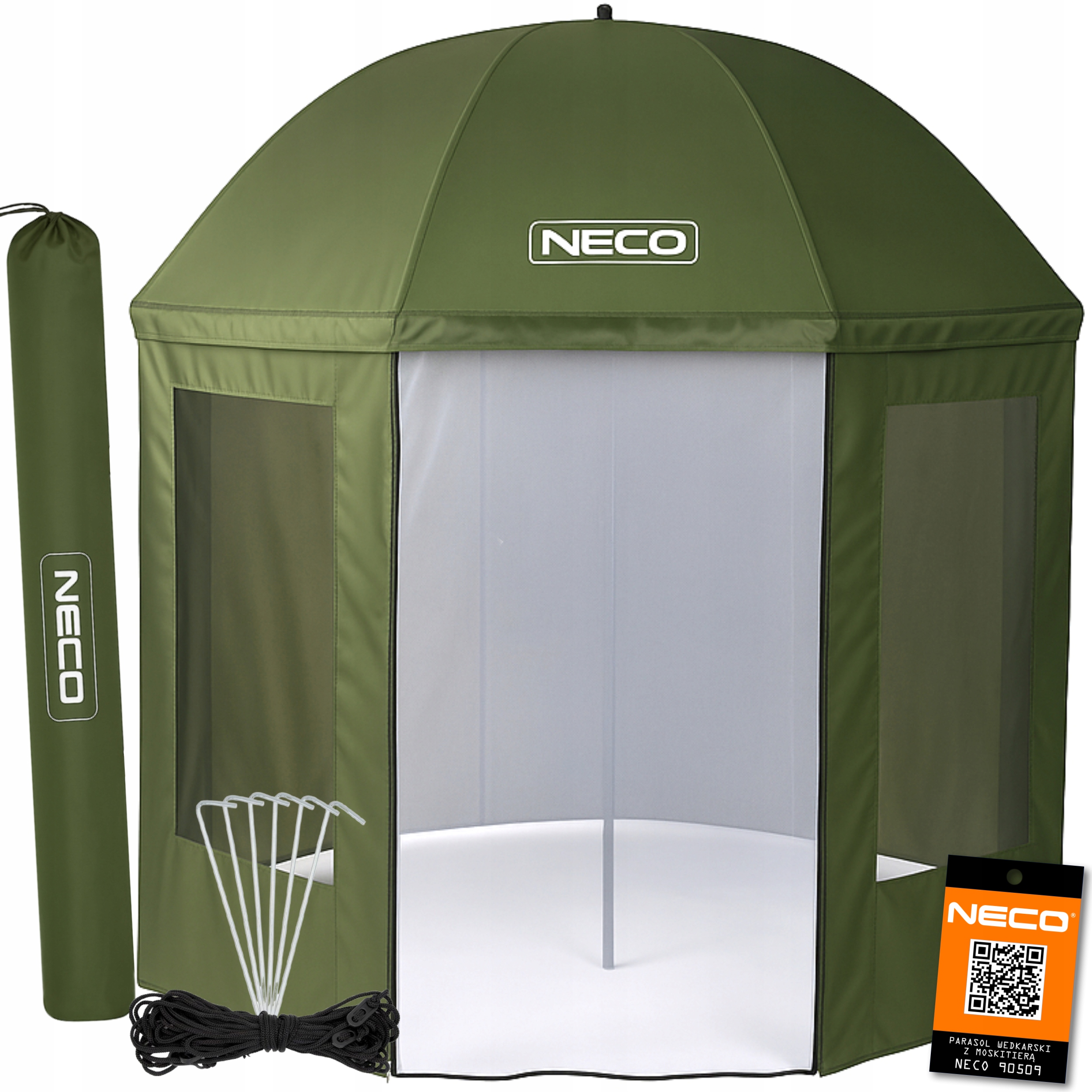 Parasol Wędkarski Pełny Z Moskitierą Neco Pro 250CM Gumowane Szwy