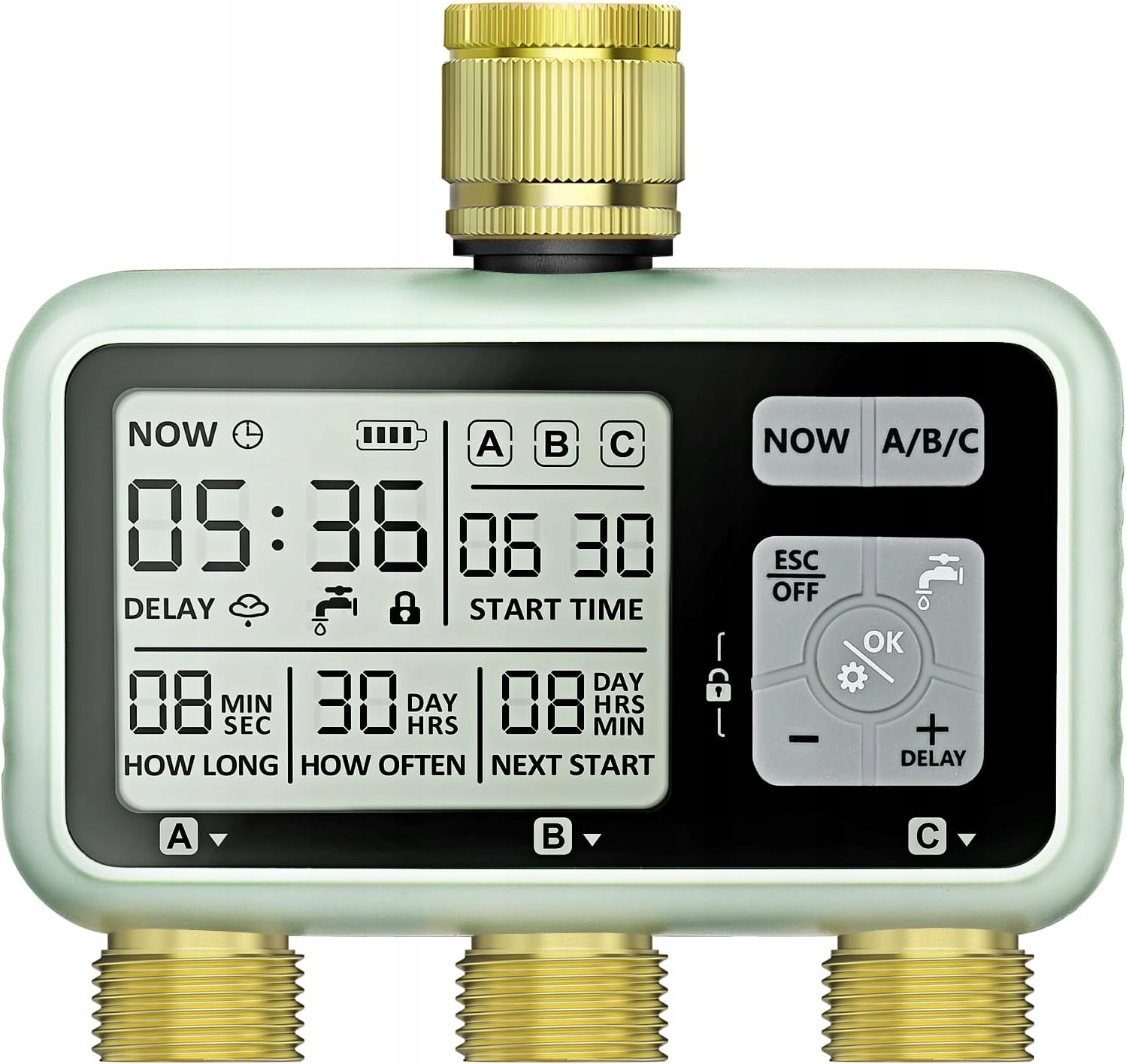 Regulátor Zavlažování 3 Zóny LCD Automatický Zahradní Časovač
