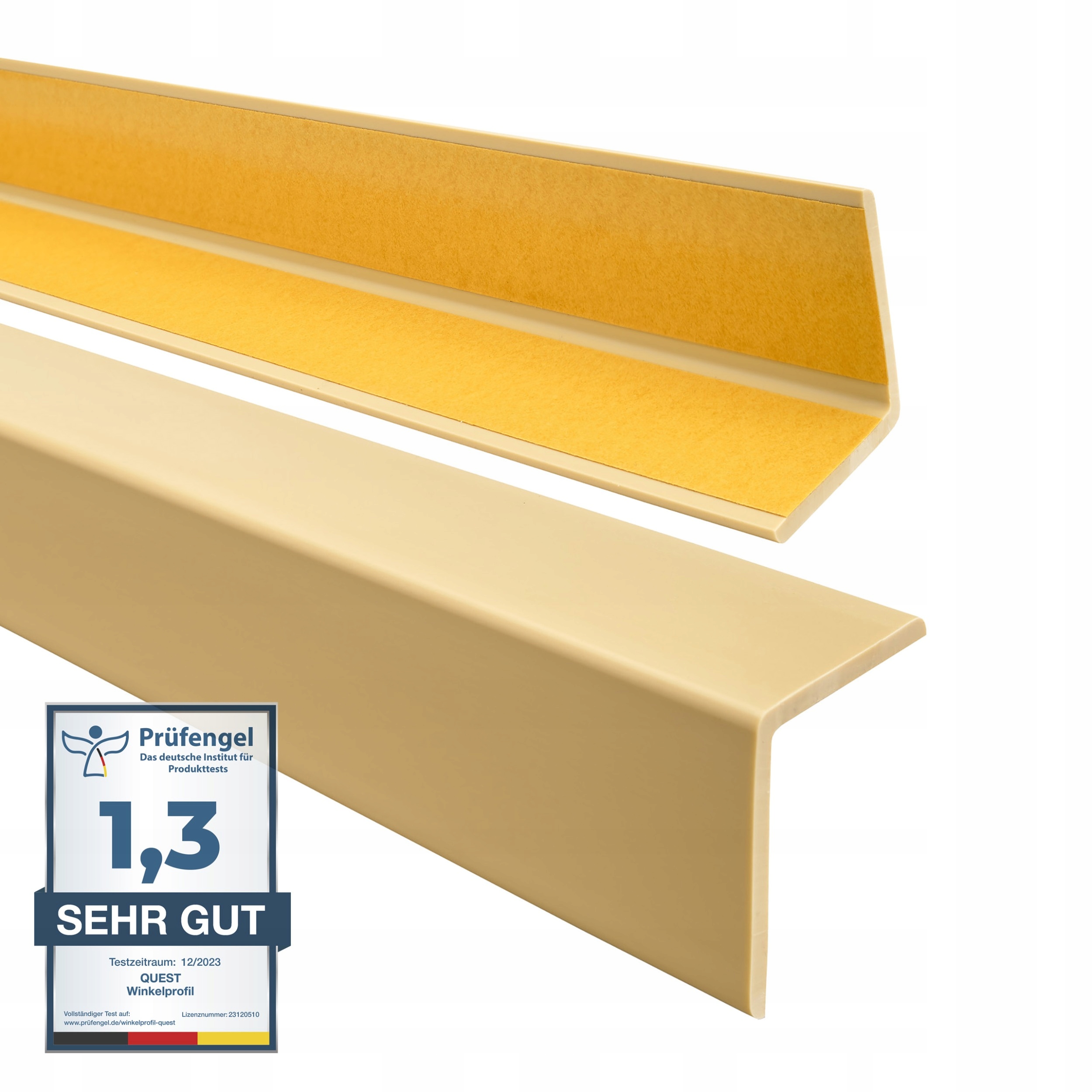Mäkký Pvc uholník, ochranný, samolepiaci, krémový, 27 x 27 mm, 165 cm