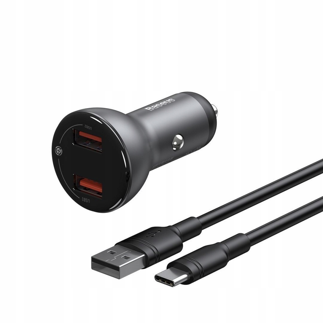 

Baseus Ładowarka samochodowa + kabel Usb-c QC3.0