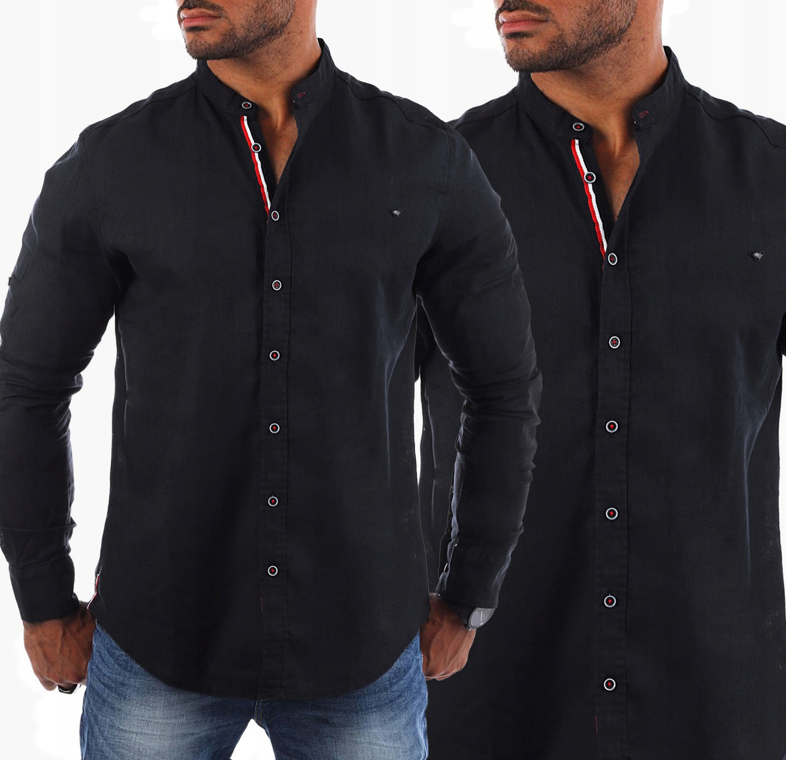 Pánská košile Stojka Denní Lněná Prodyšná Len Regular