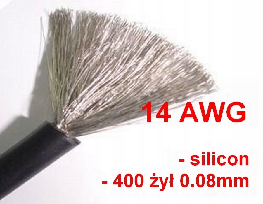 Przewód silikonowy 14AWG czarny 1m
